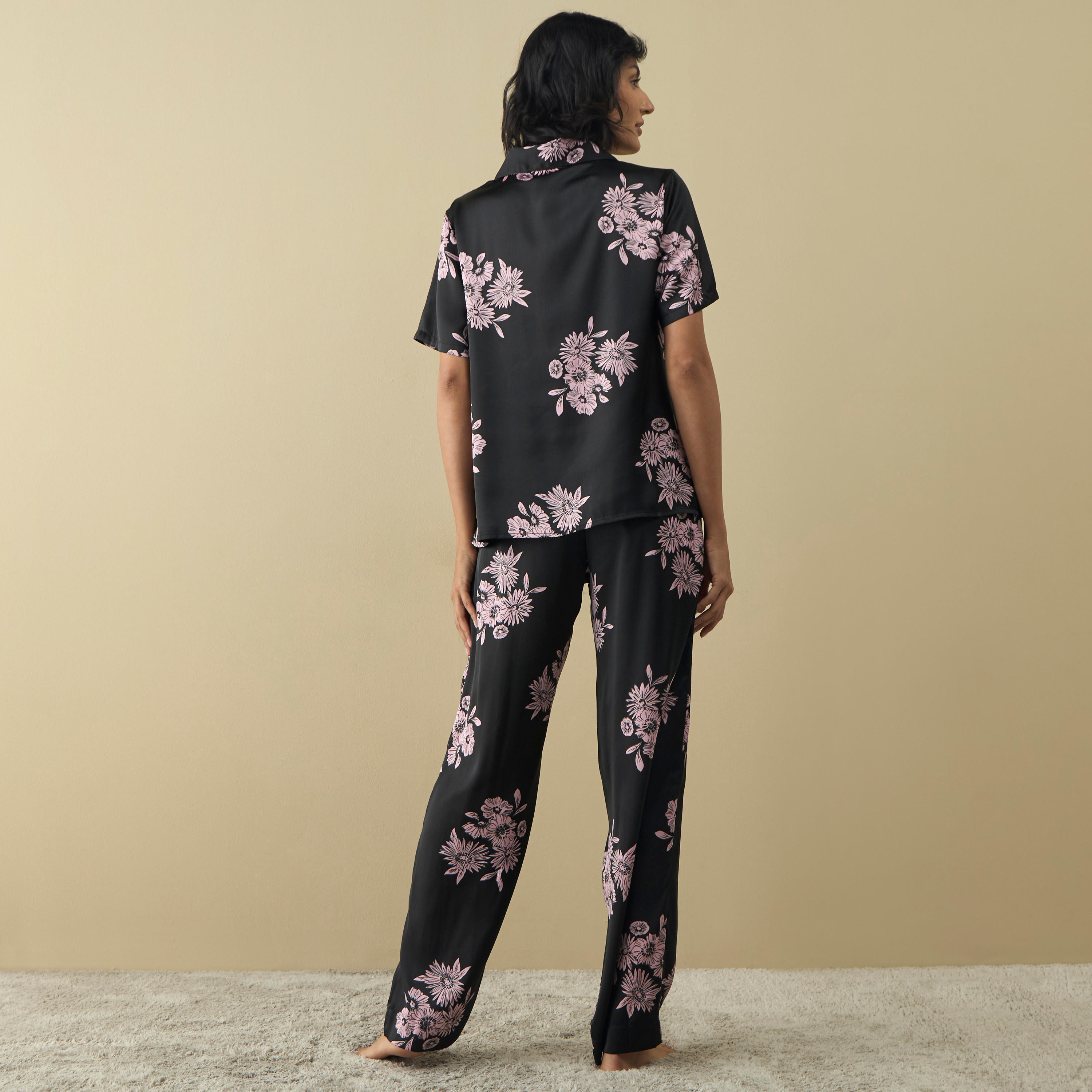 طقم بنطلون بيجاما وقميص بطبعات أزهار-women-clothing-nightwear-pyjamas-longsets-image-4