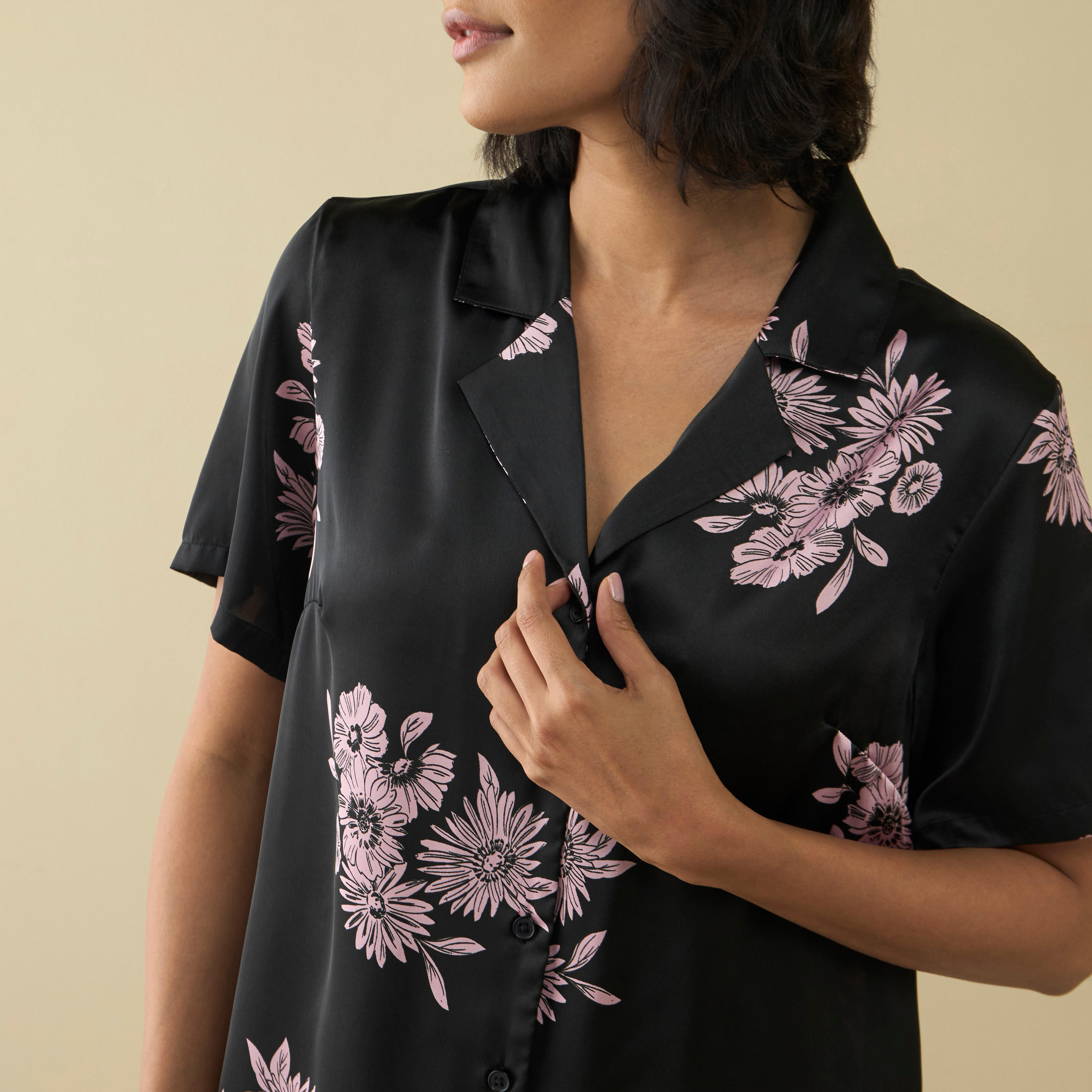 طقم بنطلون بيجاما وقميص بطبعات أزهار-women-clothing-nightwear-pyjamas-longsets-image-5