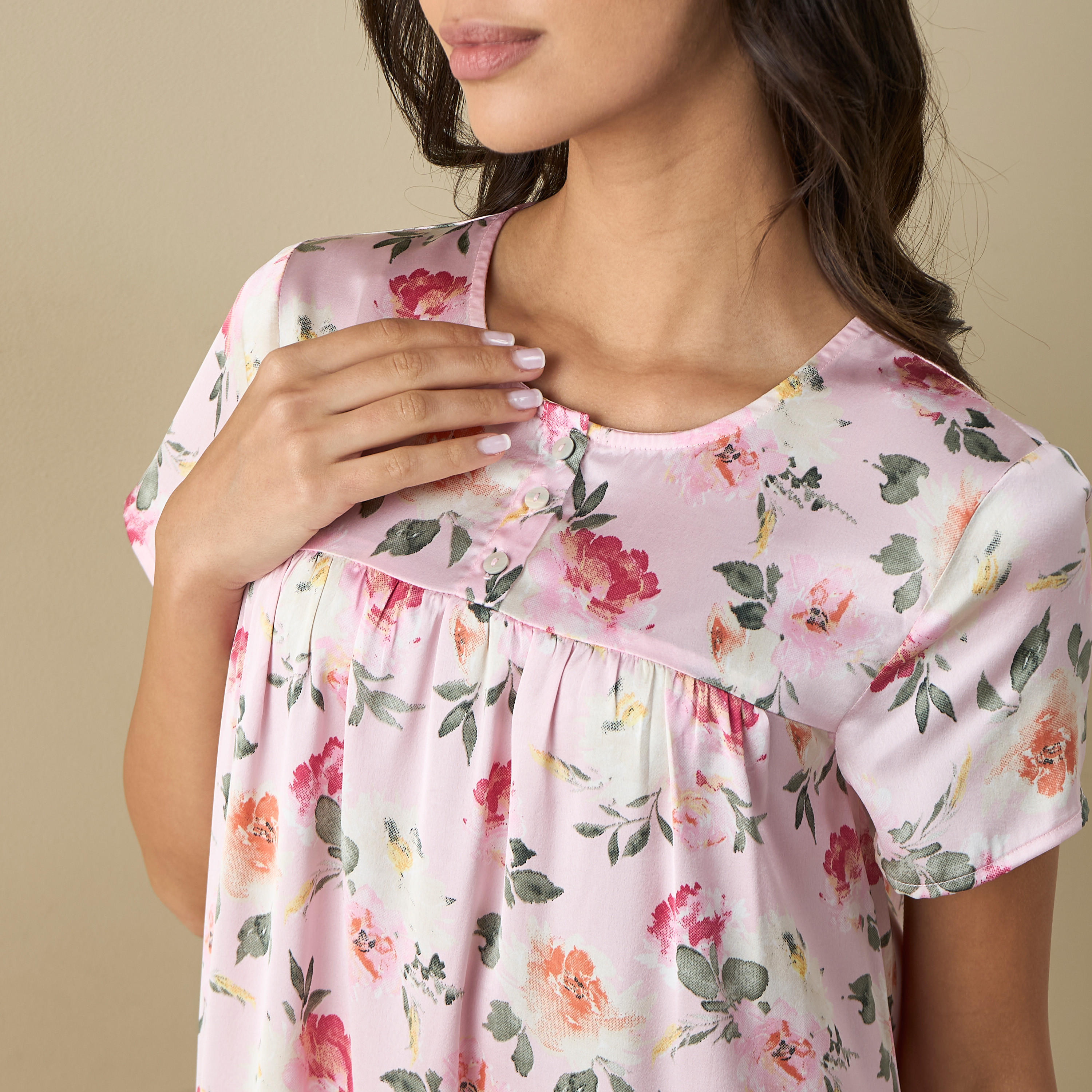 قميص نوم بأكمام قصيرة وطبعات أزهار-women-clothing-nightwear-nighties-image-4