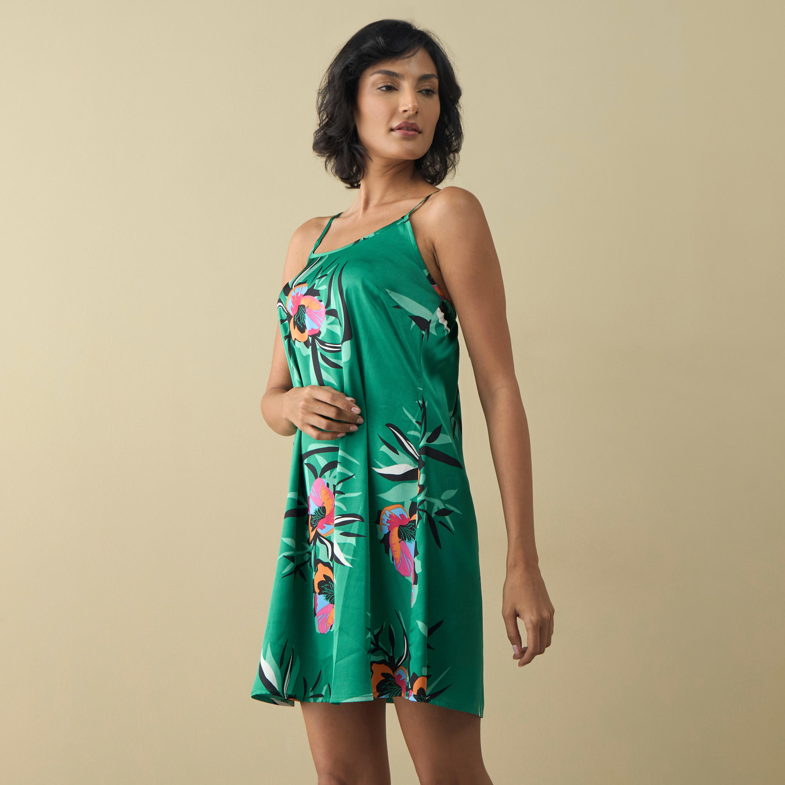 All-Over Floral Print Robe and Slip Dress Set-women-clothing-nightwear-pyjamas-longsets-image-3