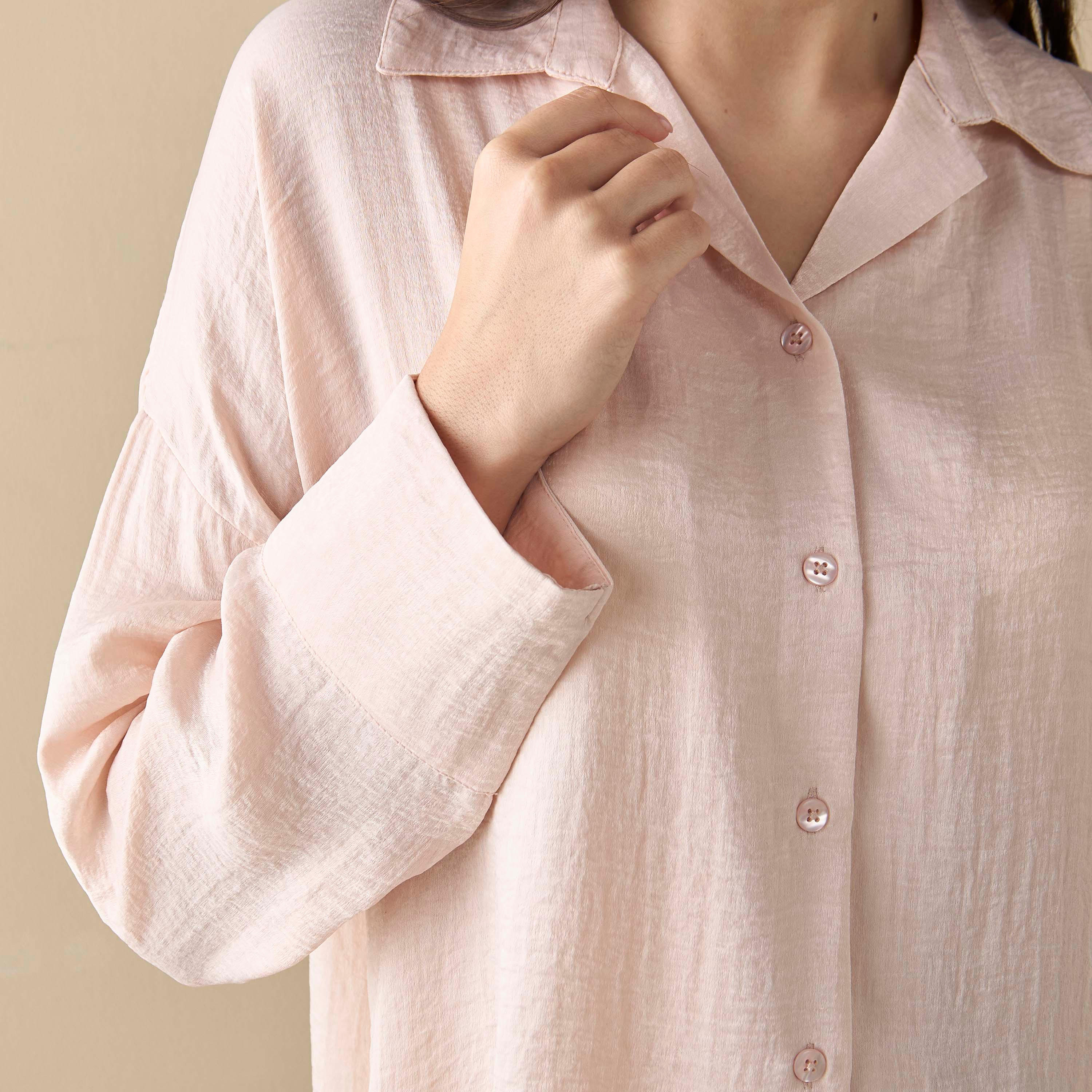 طقم بنطلون بيجاما وقميص بارز الملمس بأكمام طويلة-women-clothing-nightwear-pyjamas-longsets-image-5
