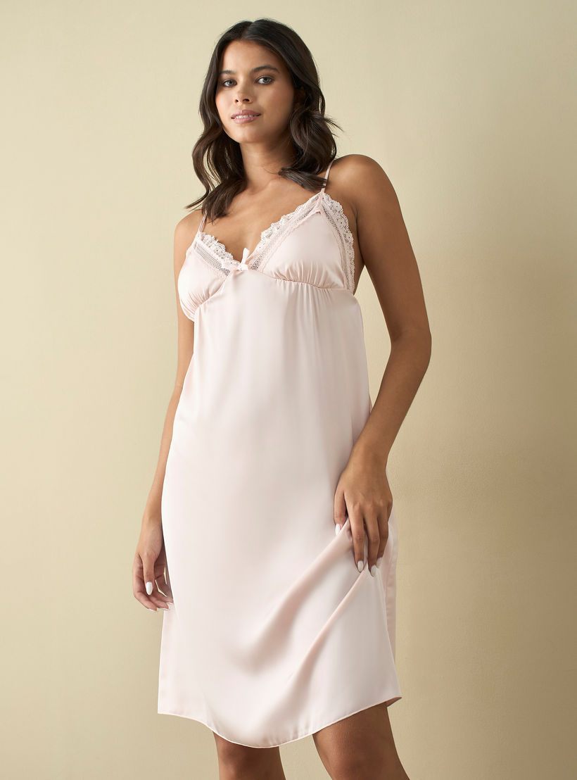 روب بتفاصيل دانتيل مع حزام ربط وفستان سهل الارتداء-women-clothing-nightwear-nighties-image-2