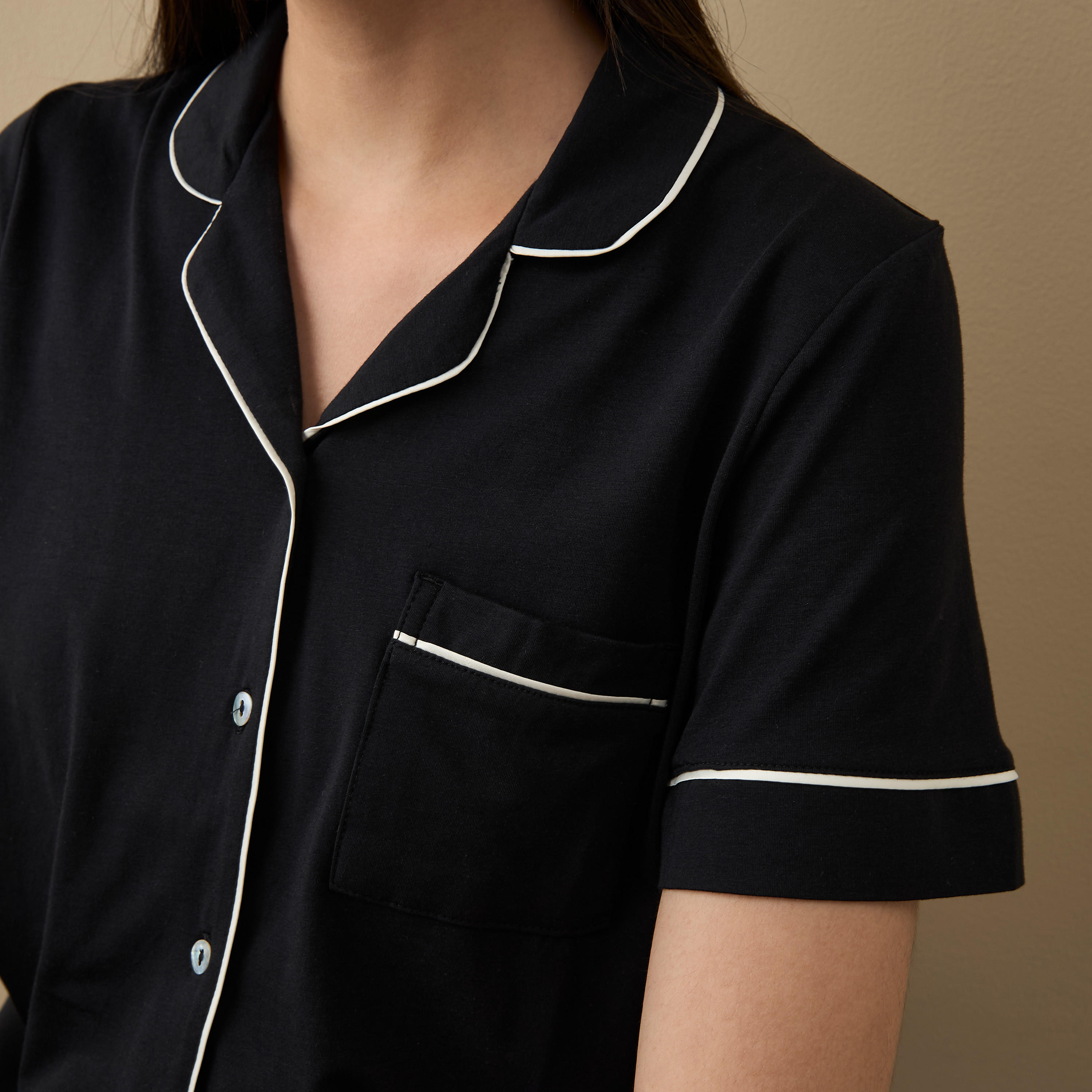 طقم بيجاما وقميص بياقة مطوية مع قناع للعين-women-clothing-nightwear-pyjamas-longsets-image-7