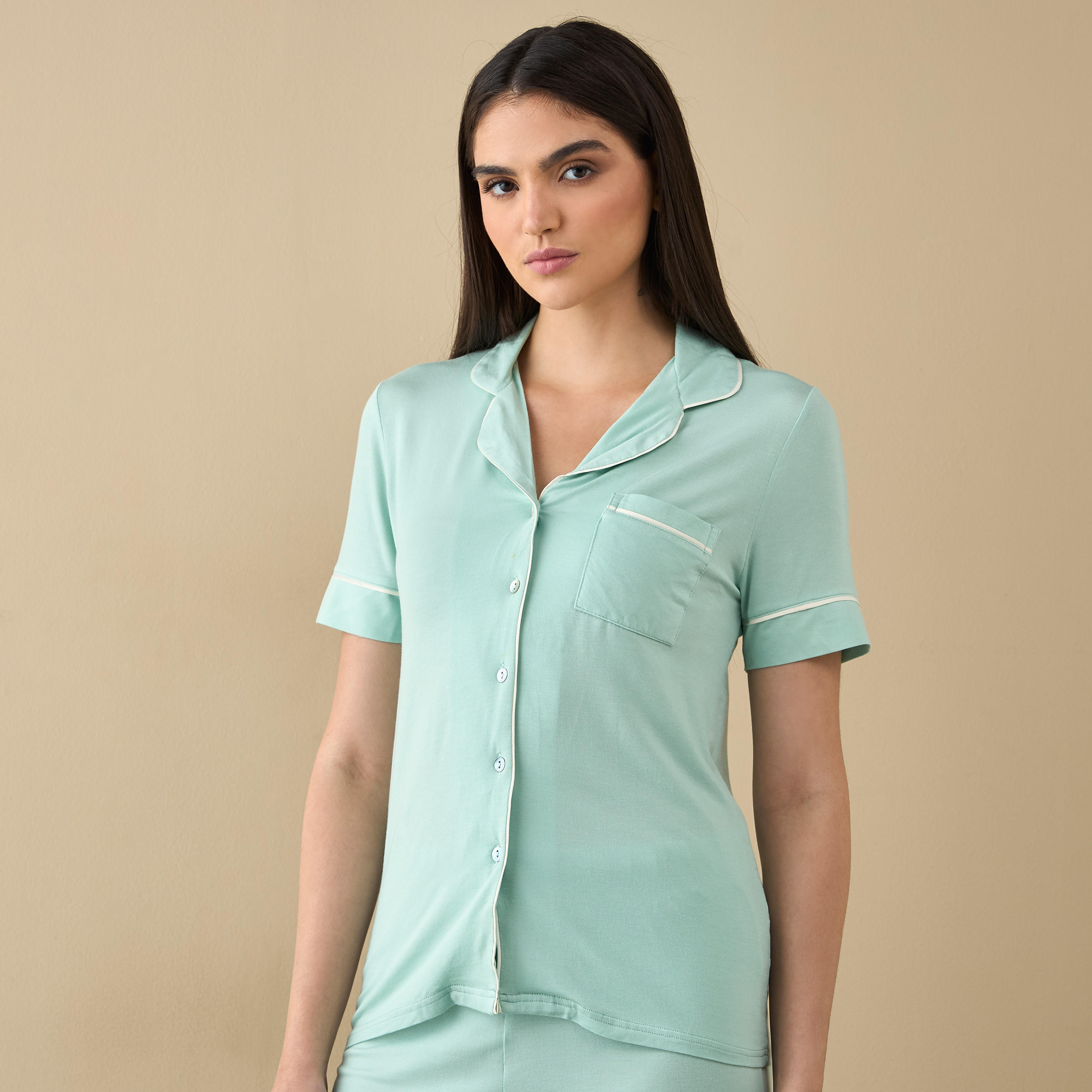 طقم بنطلون بيجاما وقميص بياقة مطوية-women-clothing-nightwear-pyjamas-longsets-image-2