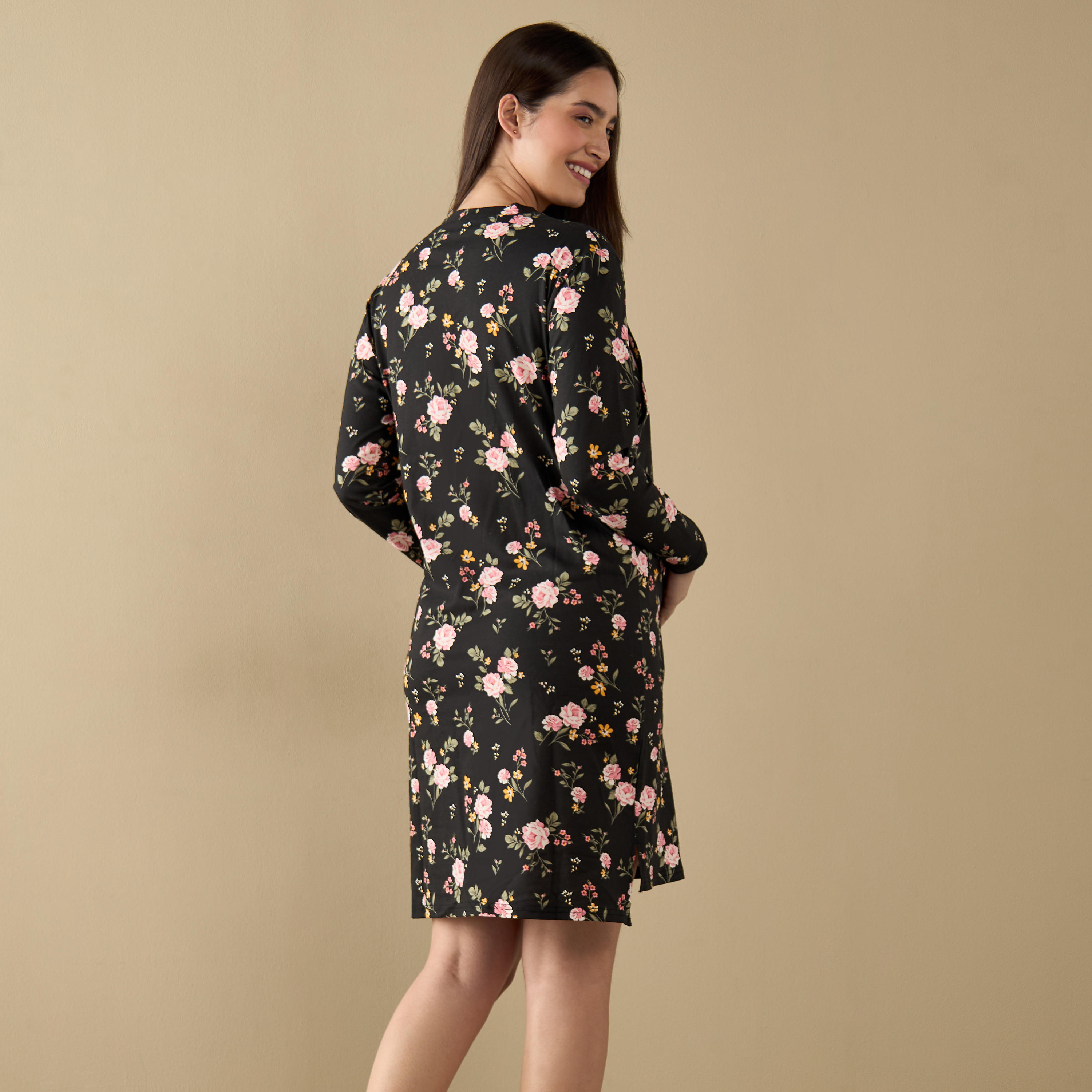 قميص نوم للرضاعة بأكمام طويلة وطبعات زهرية-women-clothing-maternity-nightwear-image-7