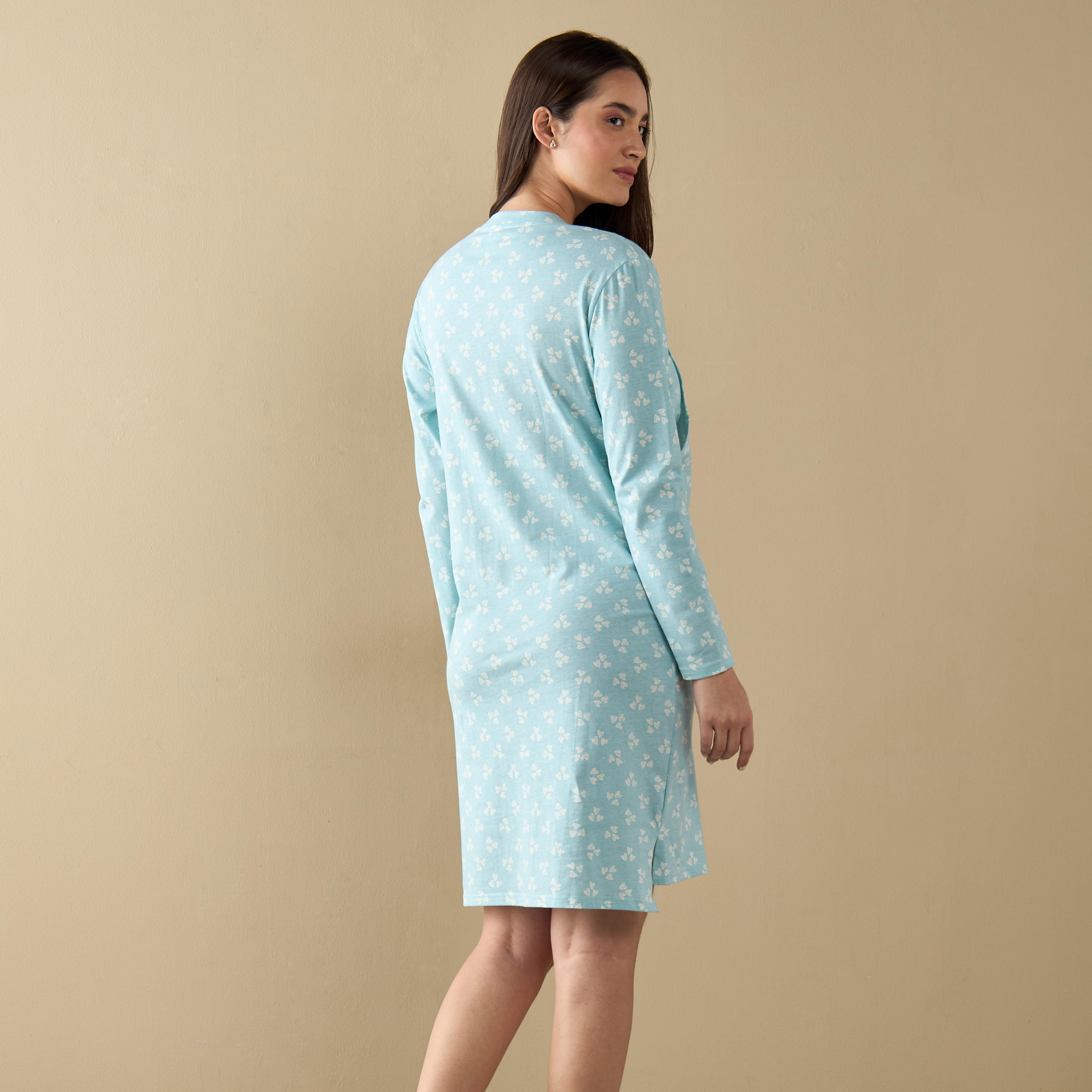 قميص نوم للحوامل بأكمام طويلة وطبعات-women-clothing-maternity-nightwear-image-3