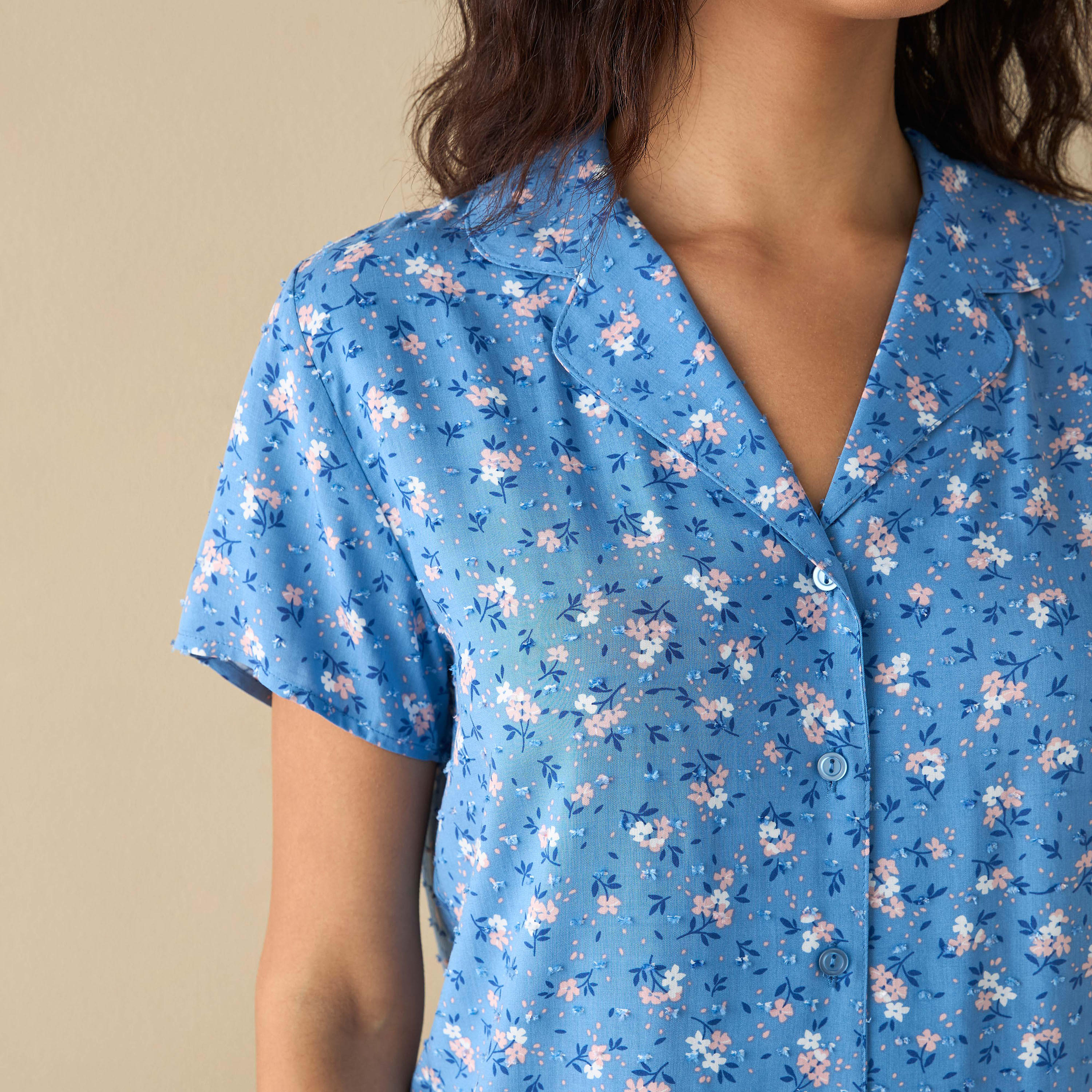 طقم بنطلون بيجاما وقميص بطبعات زهرية-women-clothing-nightwear-pyjamas-longsets-image-6