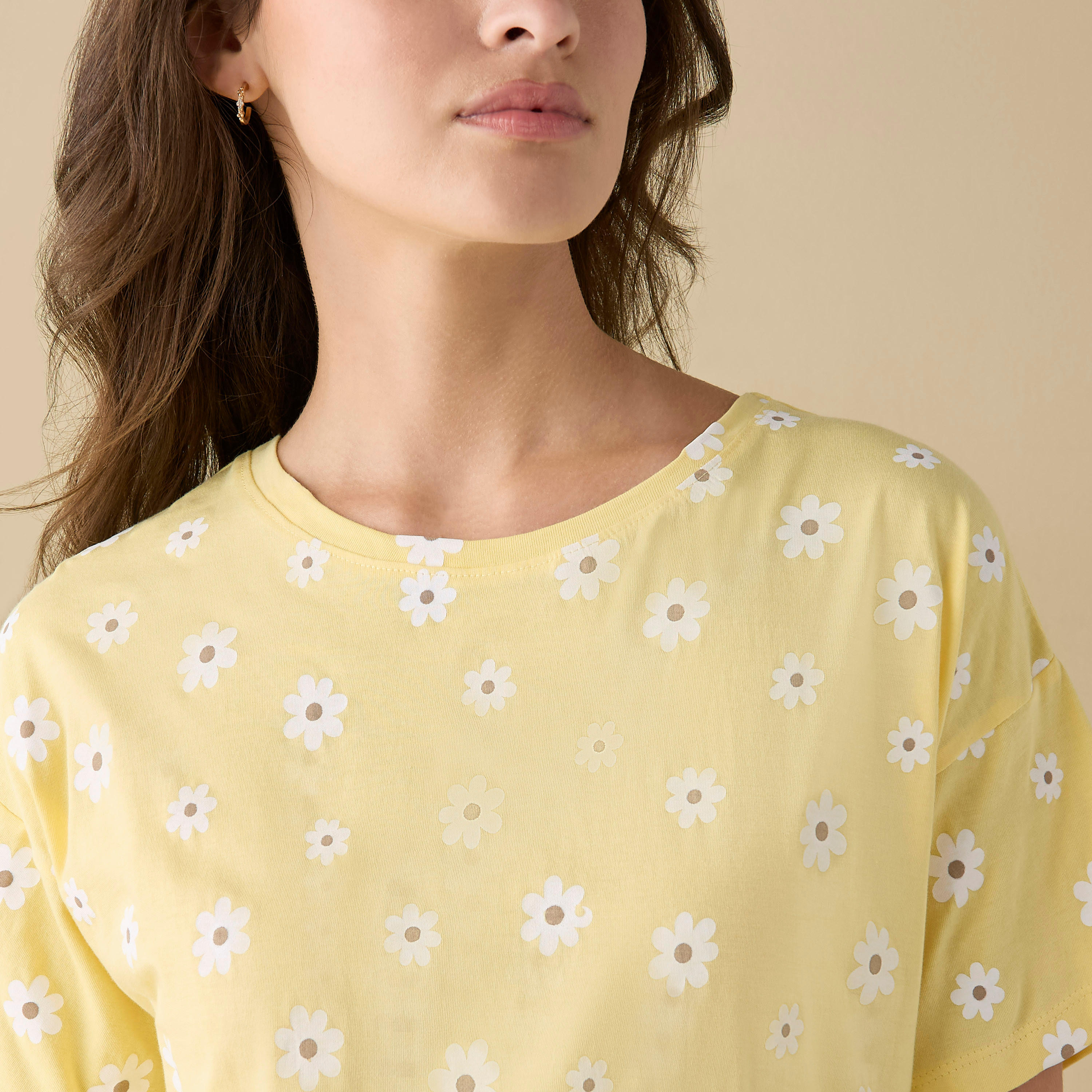 طقم بنطلون بيجاما وتيشيرت بطبعات أزهار-women-clothing-nightwear-pyjamas-longsets-image-5