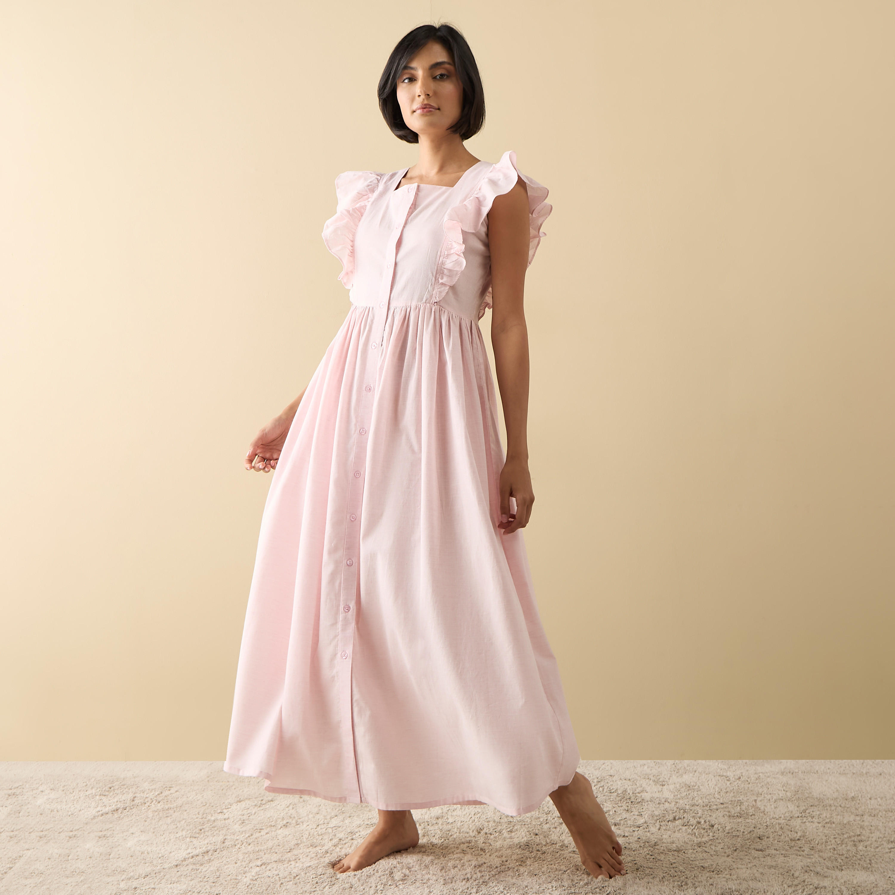 ثوب نوم شامبراي دون أكمام وكشكش-women-clothing-nightwear-nighties-image-1