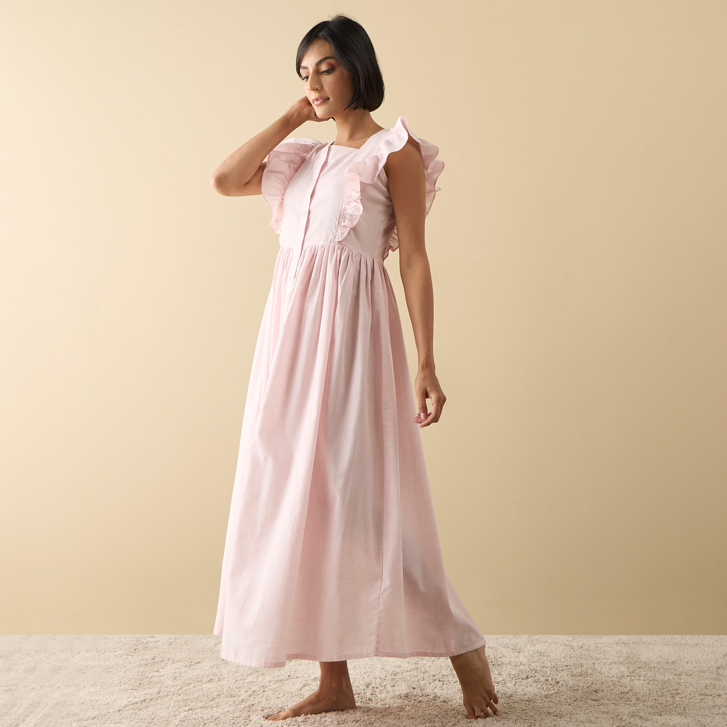 ثوب نوم شامبراي دون أكمام وكشكش-women-clothing-nightwear-nighties-image-2