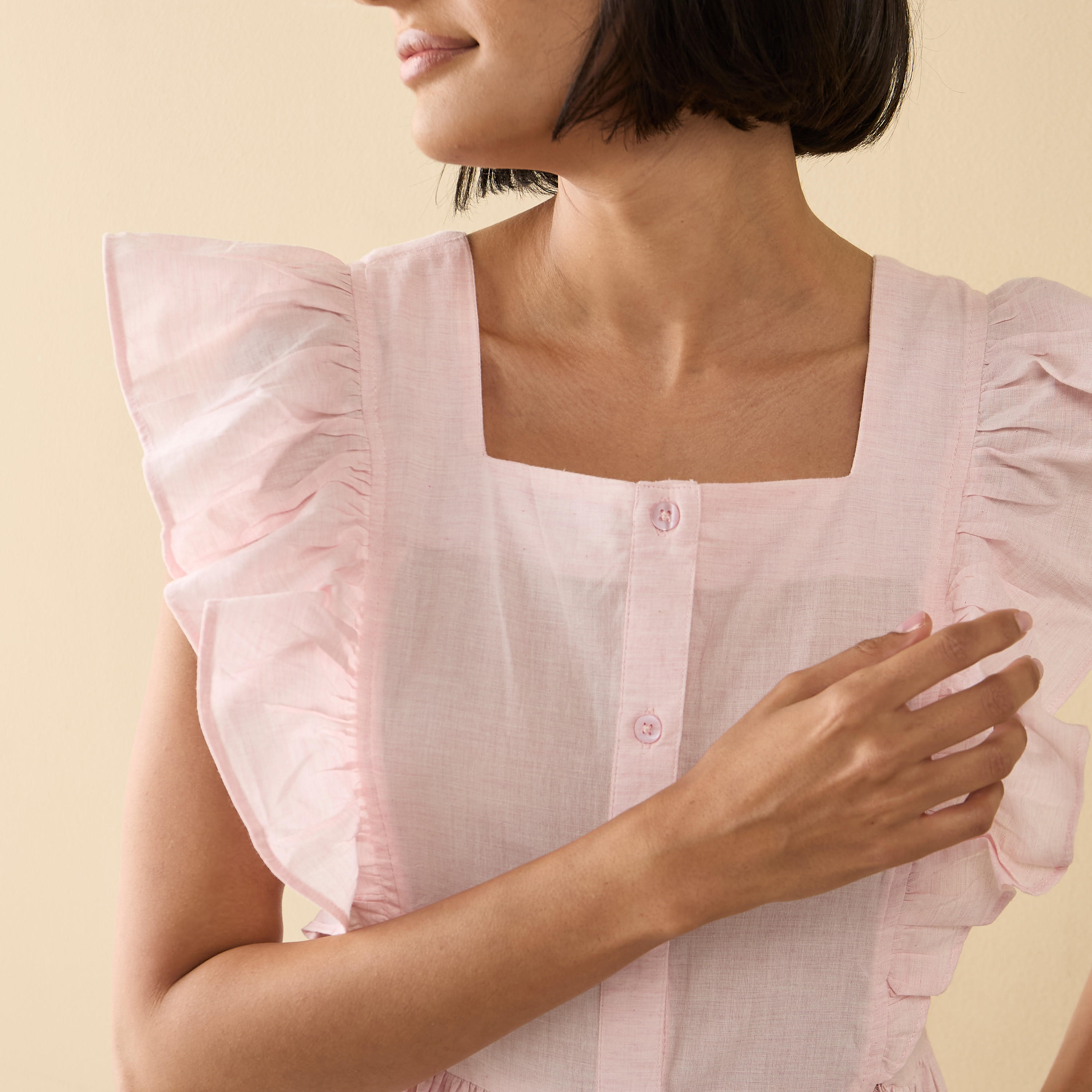 ثوب نوم شامبراي دون أكمام وكشكش-women-clothing-nightwear-nighties-image-4