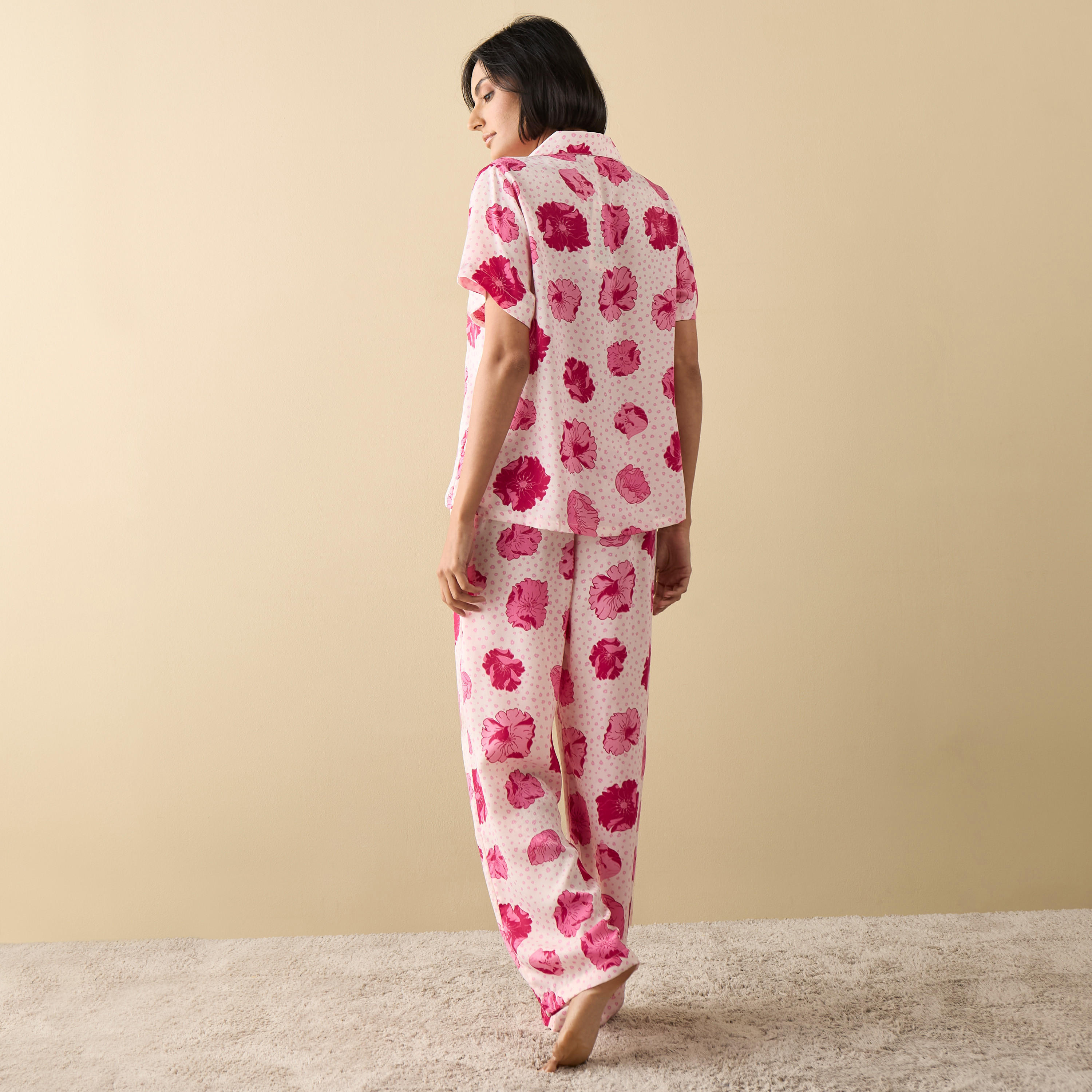 طقم بنطلون بيجاما وقميص بطبعات زهور-women-clothing-nightwear-pyjamas-longsets-image-4
