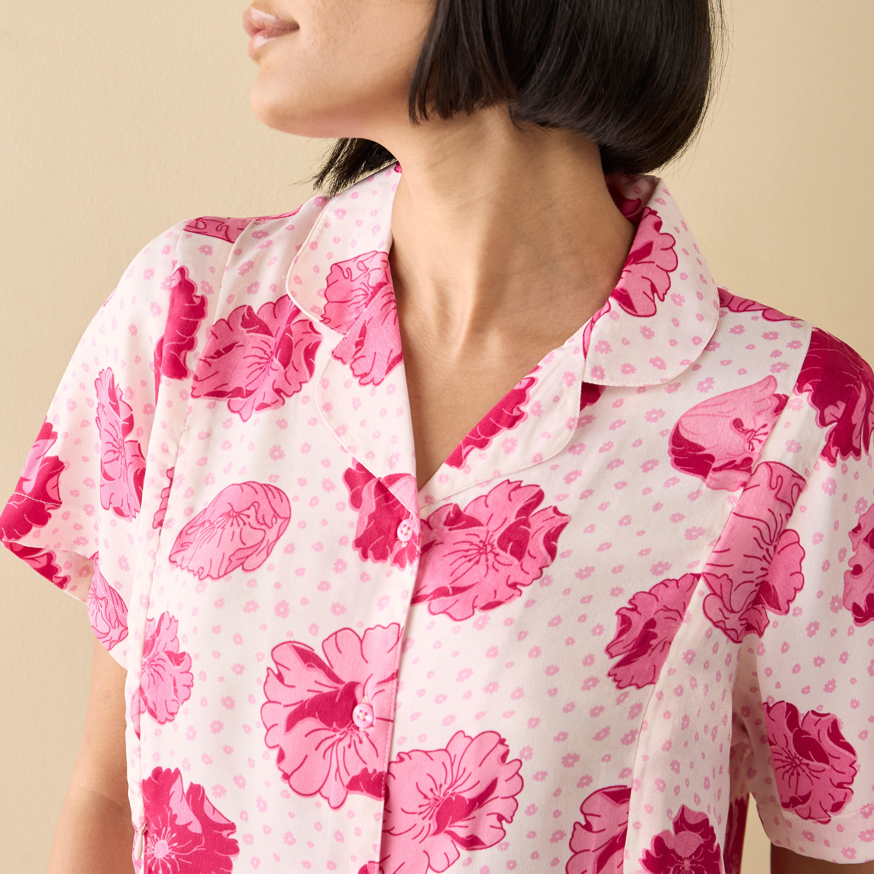 طقم بنطلون بيجاما وقميص بطبعات زهور-women-clothing-nightwear-pyjamas-longsets-image-5