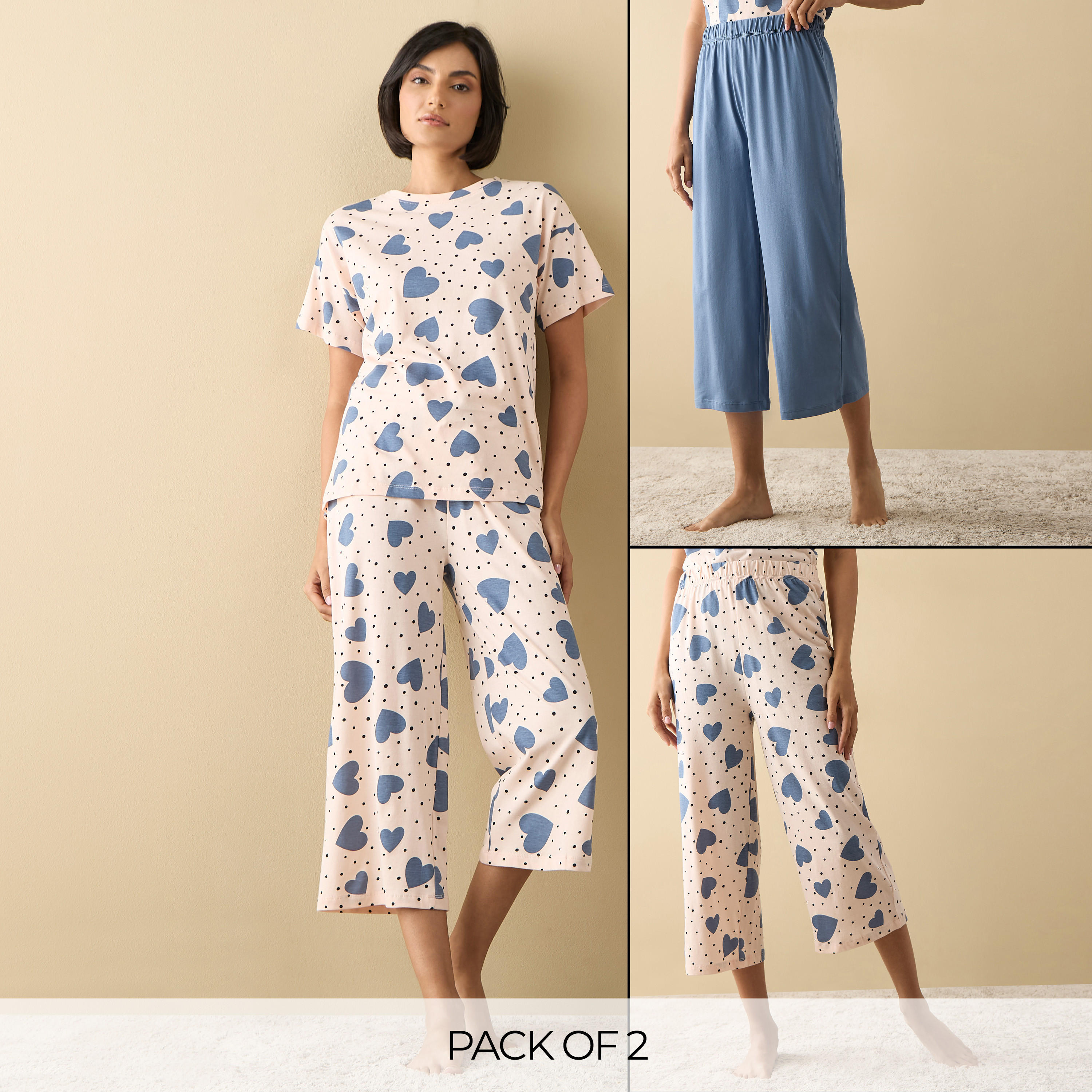 بنطلونات بيجاما متنوعة بخصر مطّاطي - طقم من قطعتين-women-clothing-nightwear-pyjamas-bottoms-image-14