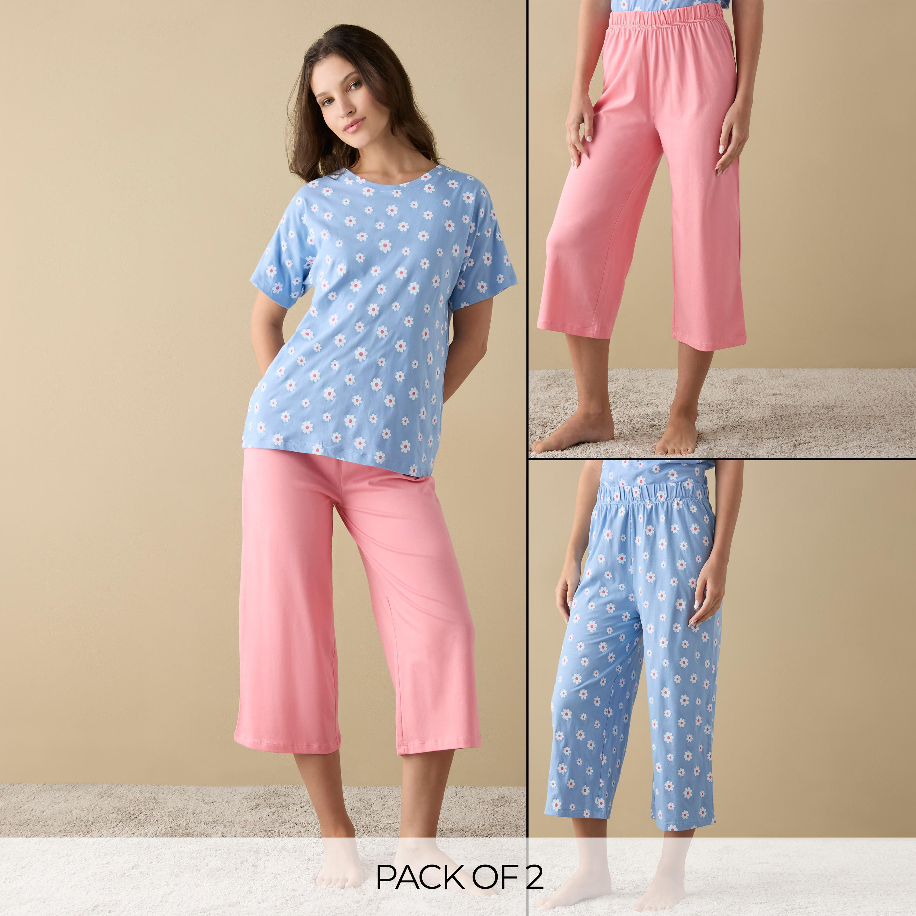 بنطلونات بيجاما متنوعة بخصر مطّاطي - طقم من قطعتين-women-clothing-nightwear-pyjamas-bottoms-image-7
