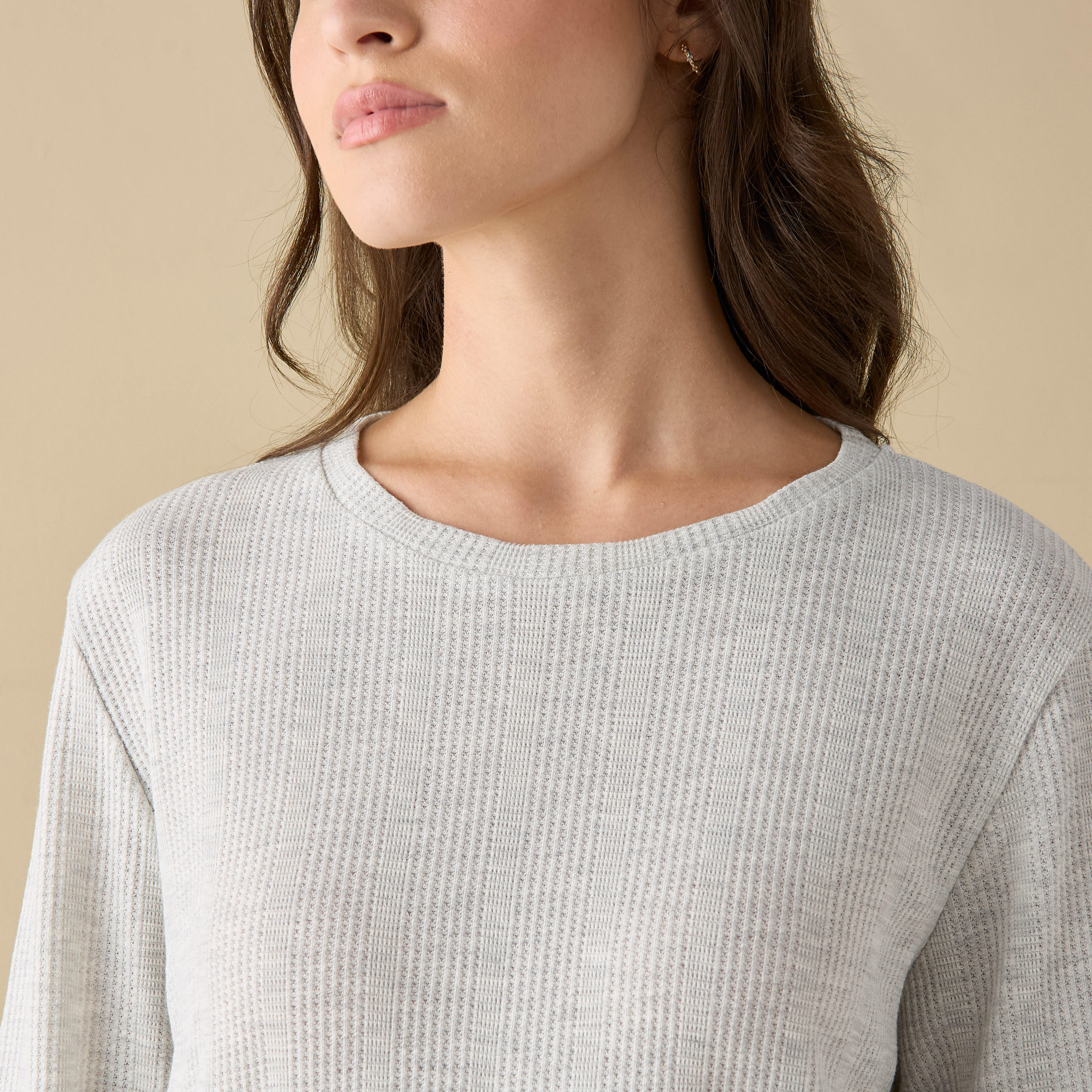 Waffle Textured Long Sleeve T-shirt and Elastciated Pyjama Set-women-clothing-nightwear-pyjamas-longsets-image-5