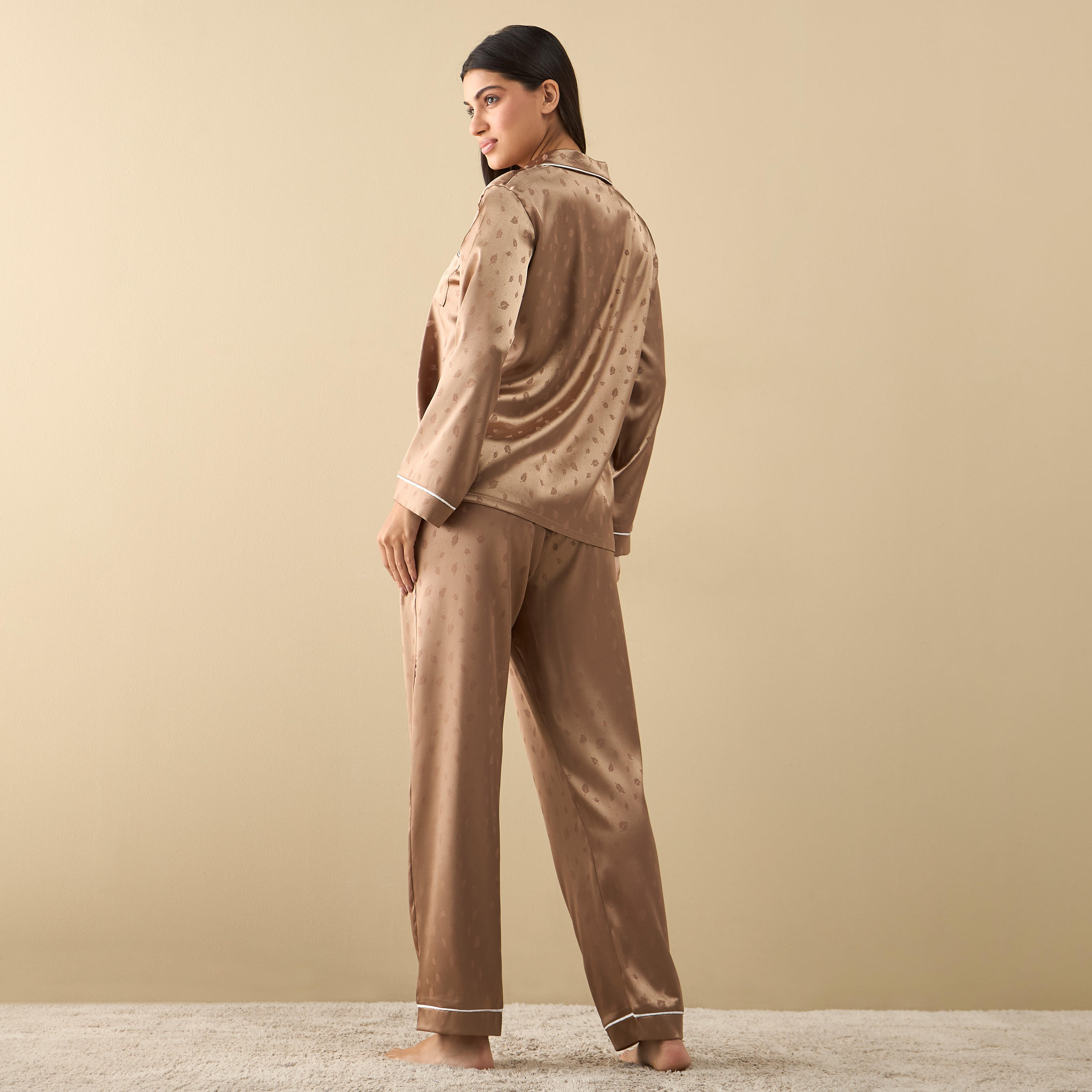 All-Over Leaf Print Long Sleeve Shirt and Elasticated Pyjama Set-women-clothing-nightwear-pyjamas-longsets-image-5