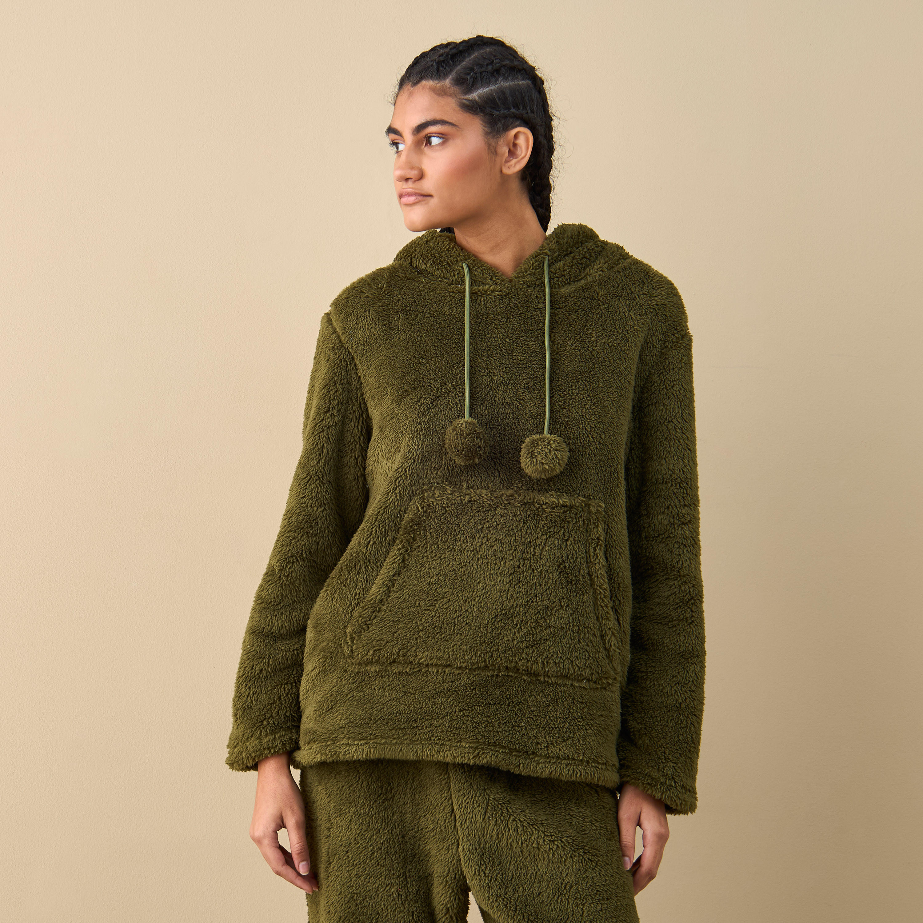 طقم بنطلون بيجاما وهودي بارز الملمس بأكمام طويلة-women-clothing-nightwear-pyjamas-longsets-image-2