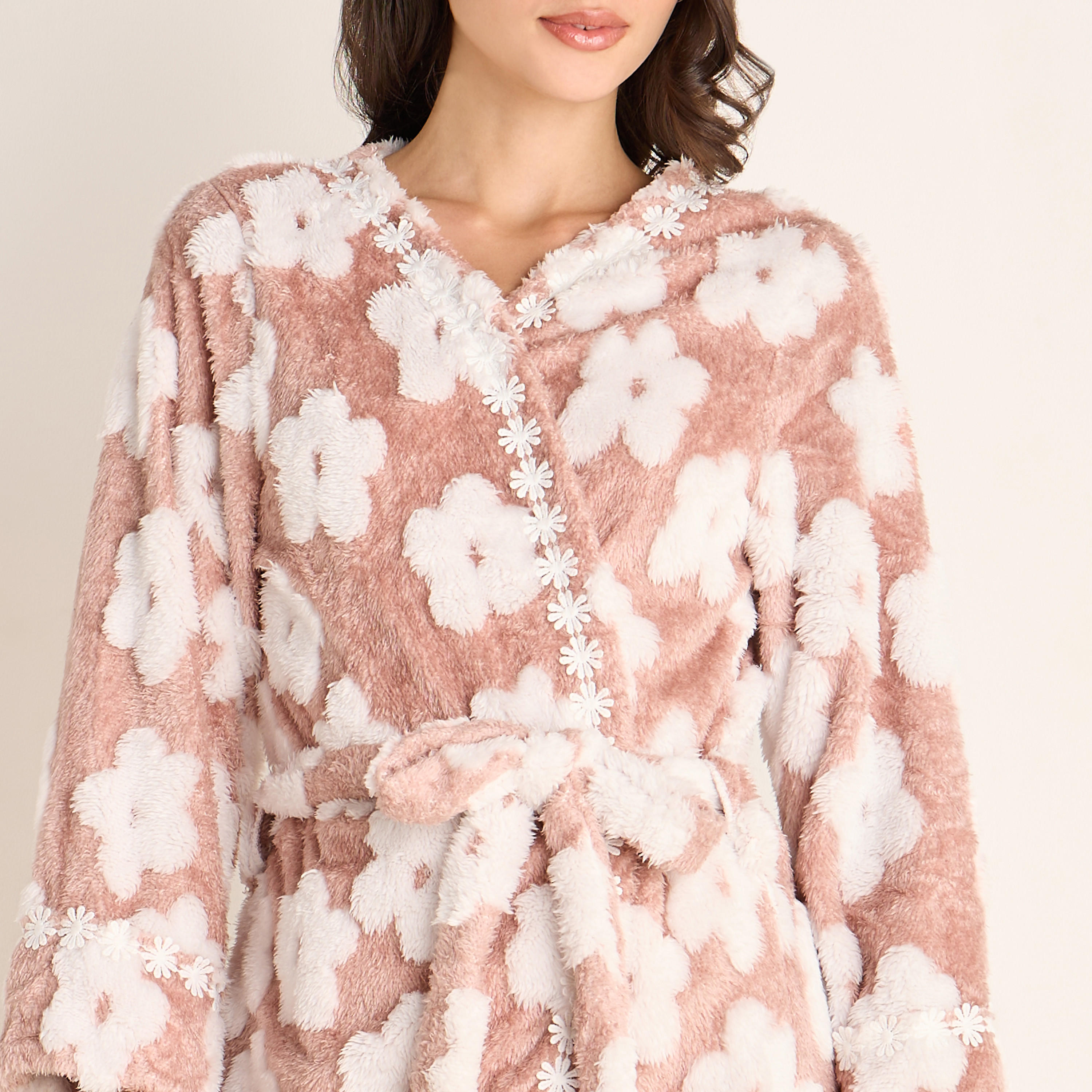 روب بارز الملمس بحزام ربط وجيوب-women-clothing-nightwear-robes-image-1