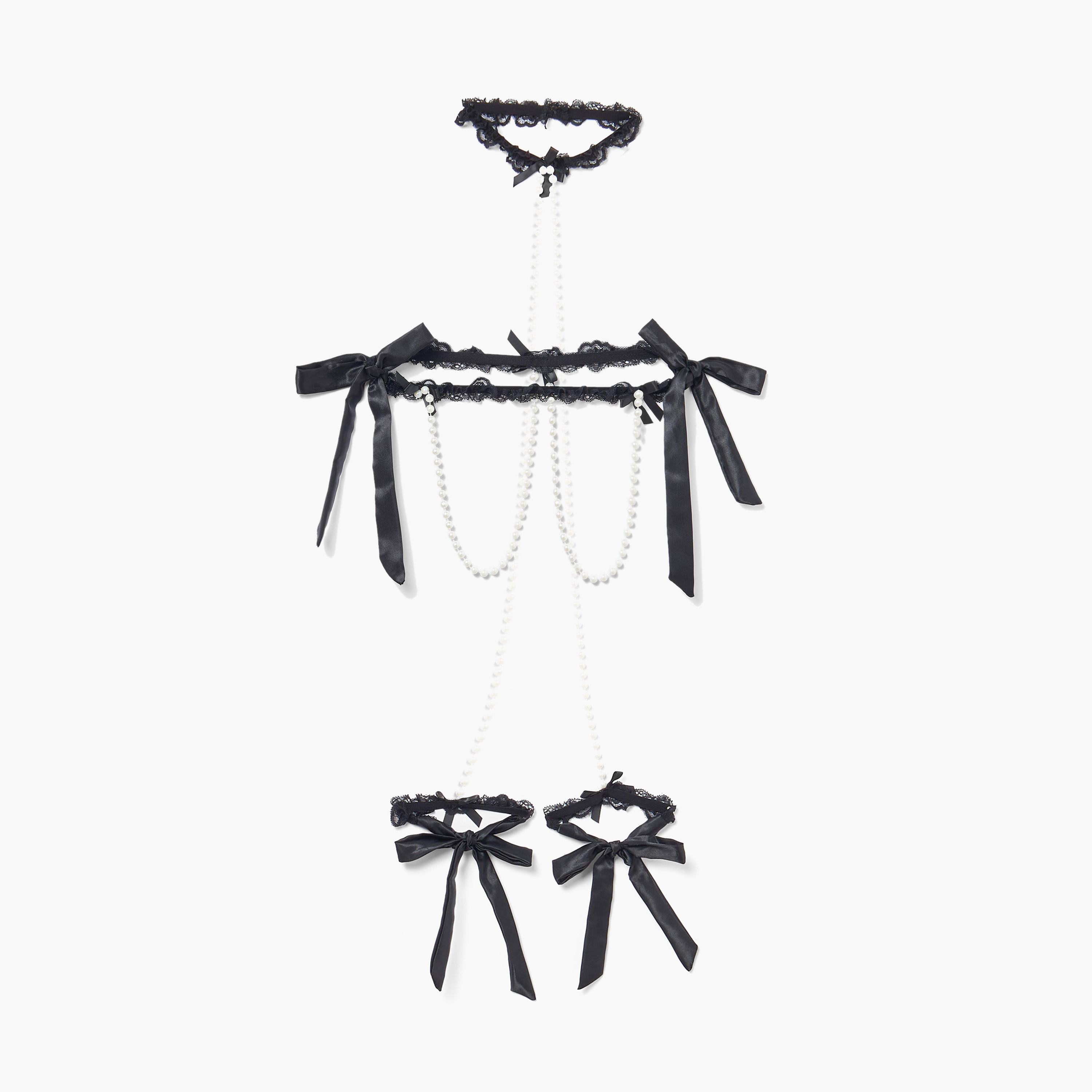 طقم إكسسوارات لانجري مزين بالخرز- قطعتين-women-clothing-lingerie-lingerieaccessories-image-1