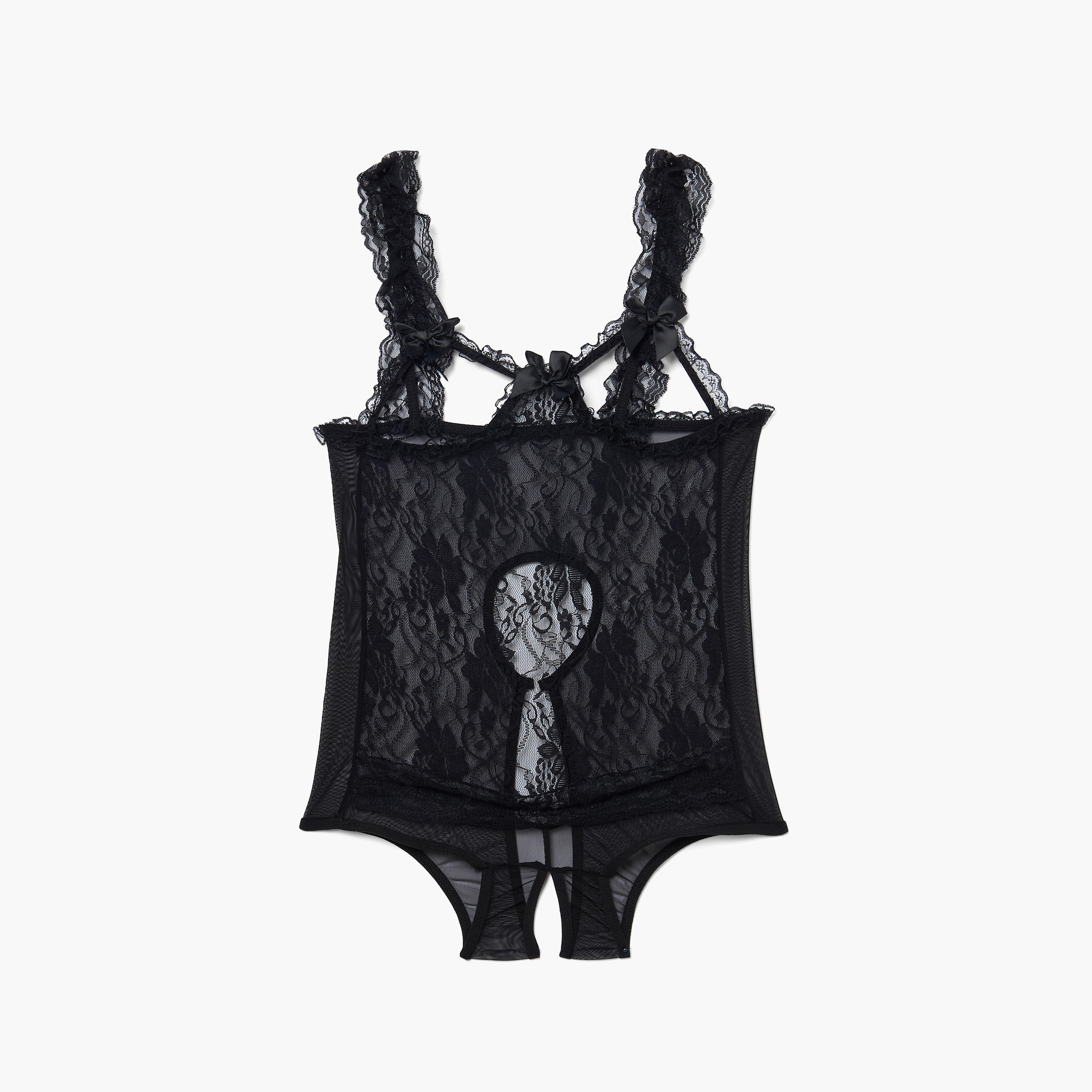 بودي سوت بدون أكمام بتفاصيل دانتيل مع أغطية حلمات-women-clothing-lingerie-babydollsandbodysuits-image-1