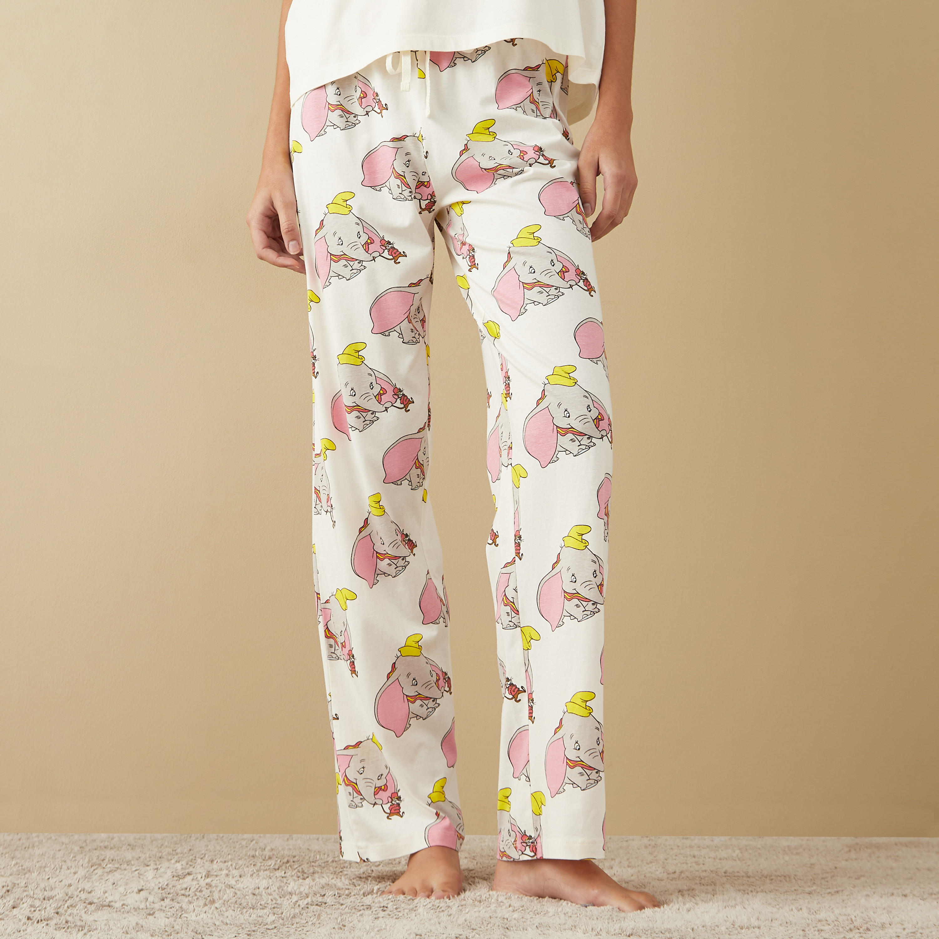 Dumbo Print T-shirt and Pyjama Set-women-clothing-nightwear-pyjamas-longsets-image-3