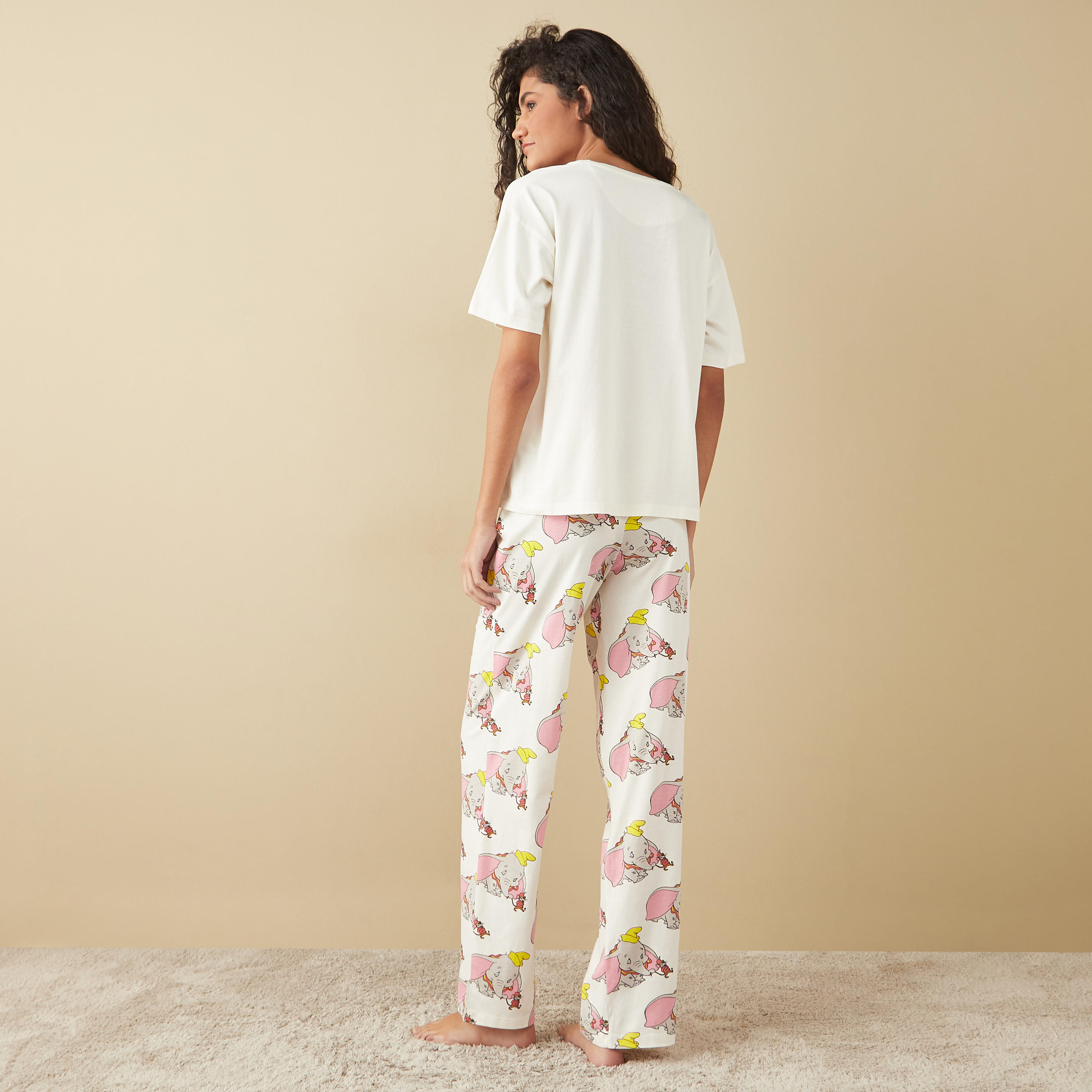 Dumbo Print T-shirt and Pyjama Set-women-clothing-nightwear-pyjamas-longsets-image-4