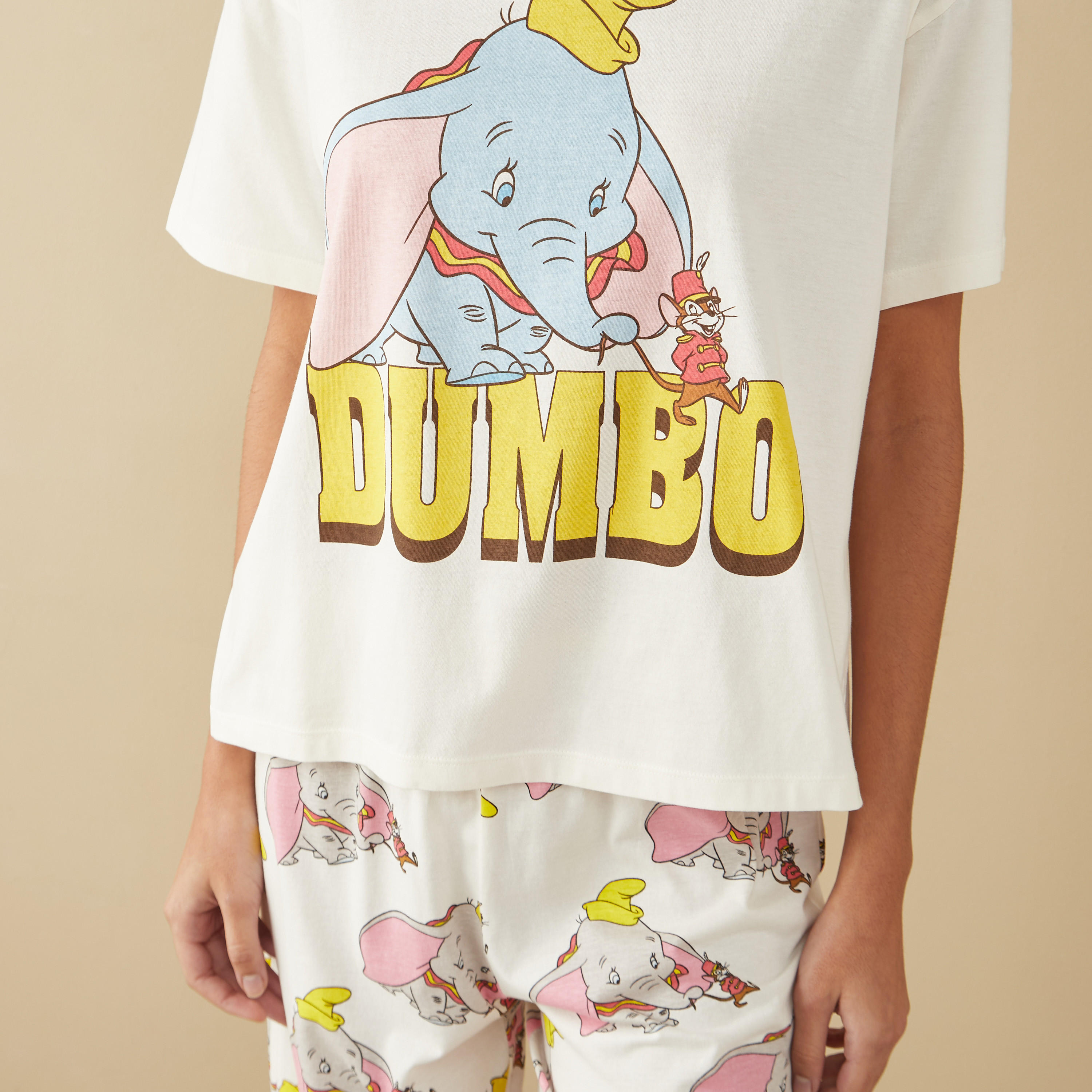 Dumbo Print T-shirt and Pyjama Set-women-clothing-nightwear-pyjamas-longsets-image-5