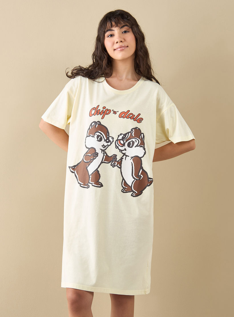 قميص نوم بأكمام قصيرة وطبعات تشيب آند ديل-women-clothing-nightwear-nighties-image-1