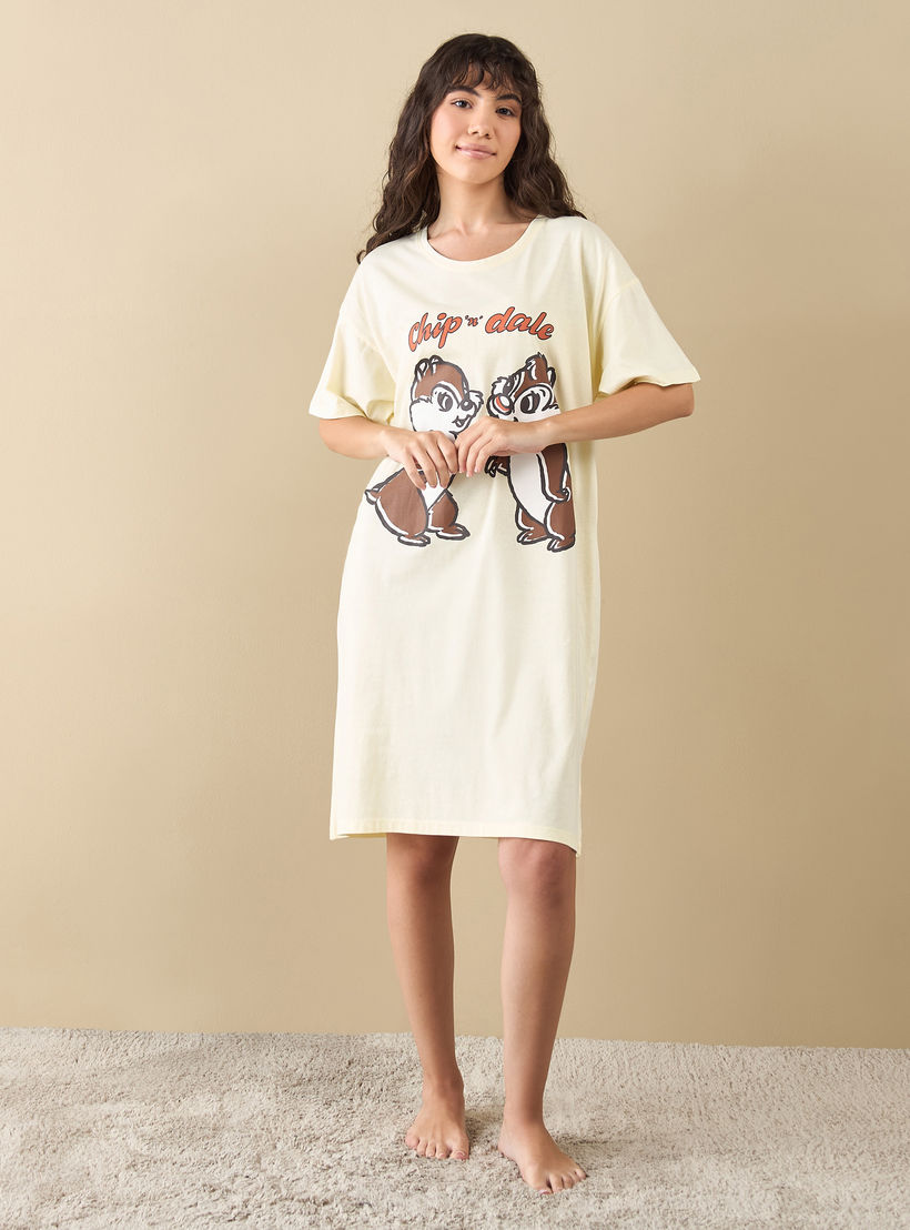 قميص نوم بأكمام قصيرة وطبعات تشيب آند ديل-women-clothing-nightwear-nighties-image-2