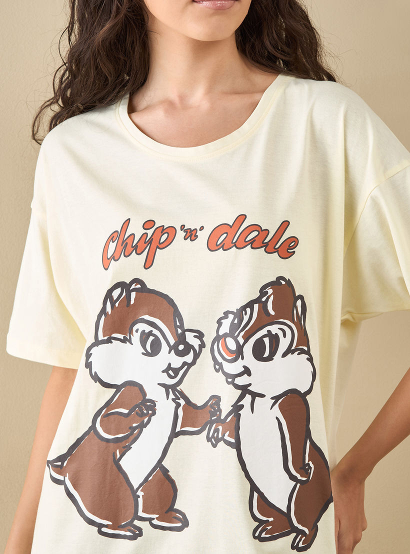 قميص نوم بأكمام قصيرة وطبعات تشيب آند ديل-women-clothing-nightwear-nighties-image-4