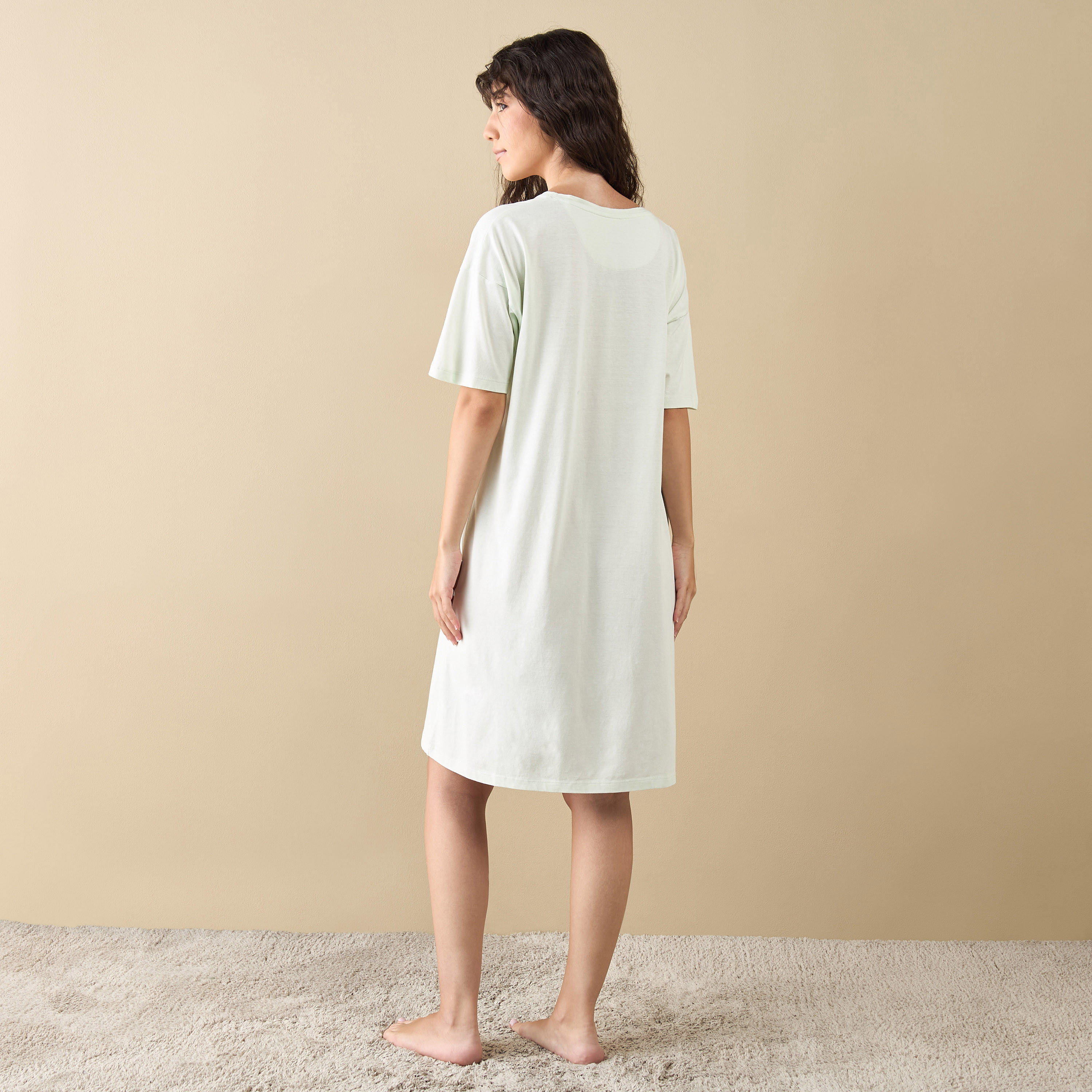 Hello Kitty Print Sleepshirt with Short Sleeves-women-clothing-nightwear-nighties-image-3