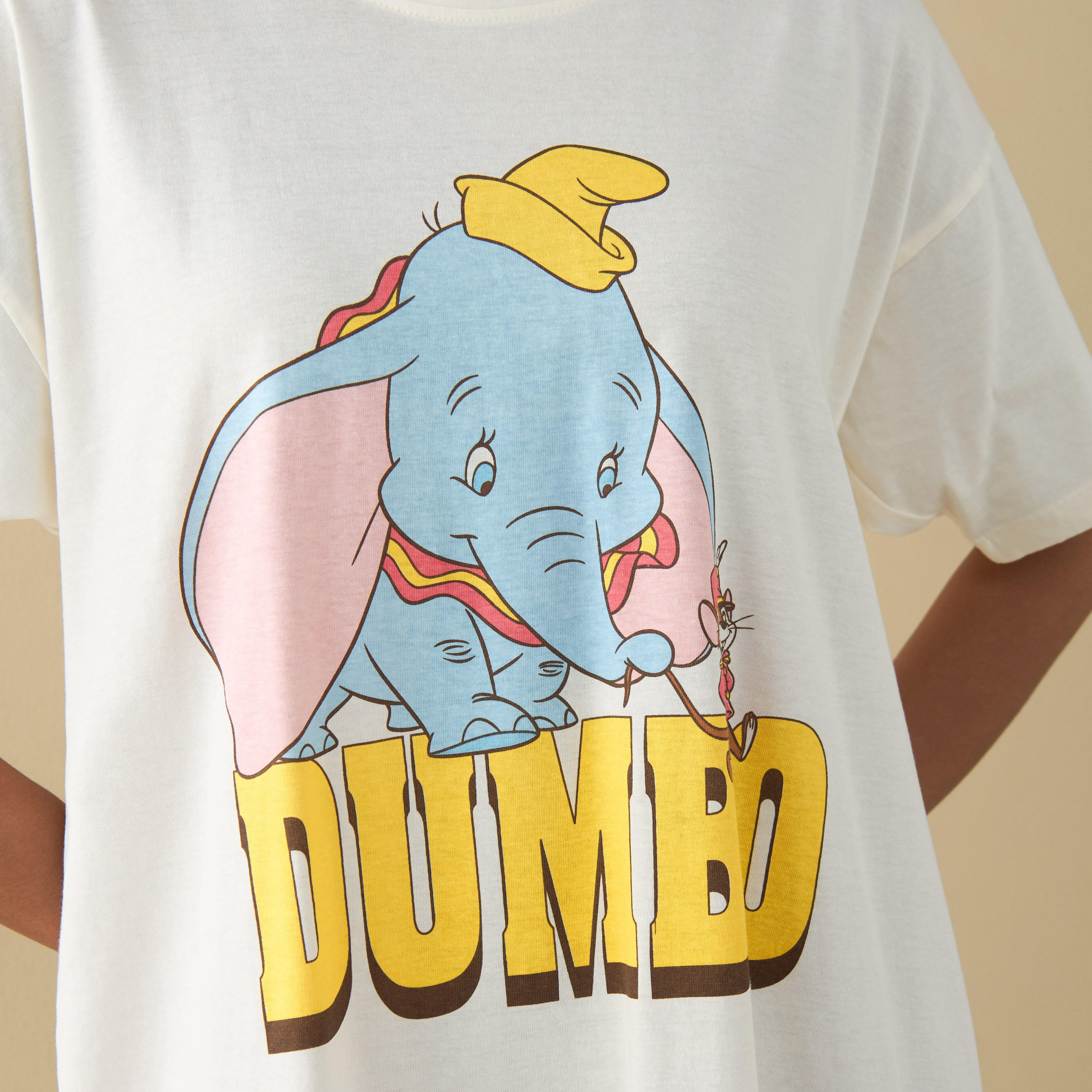 Dumbo Print Sleepshirt with Short Sleeves-women-clothing-nightwear-nighties-image-4