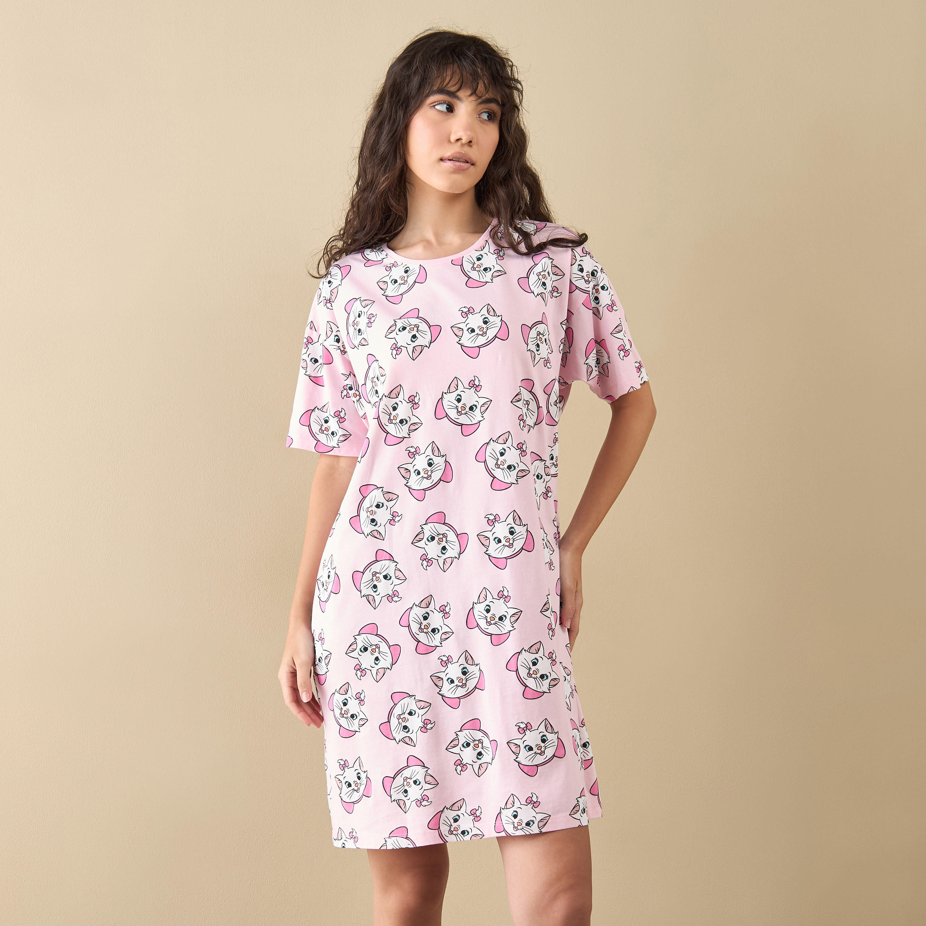 قميص نوم بأكمام قصيرة وطبعات ماري-women-clothing-nightwear-nighties-image-1