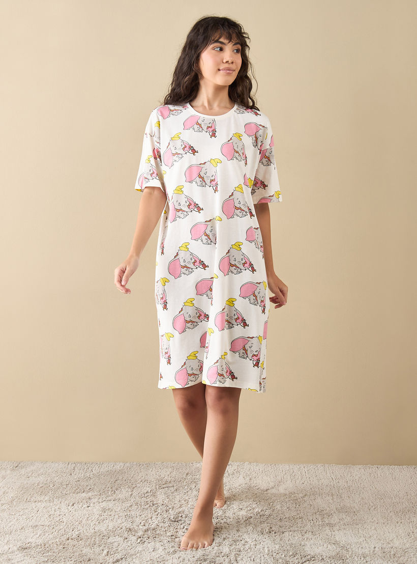 قميص نوم بأكمام قصيرة وطبعات دامبو-women-clothing-nightwear-nighties-image-3