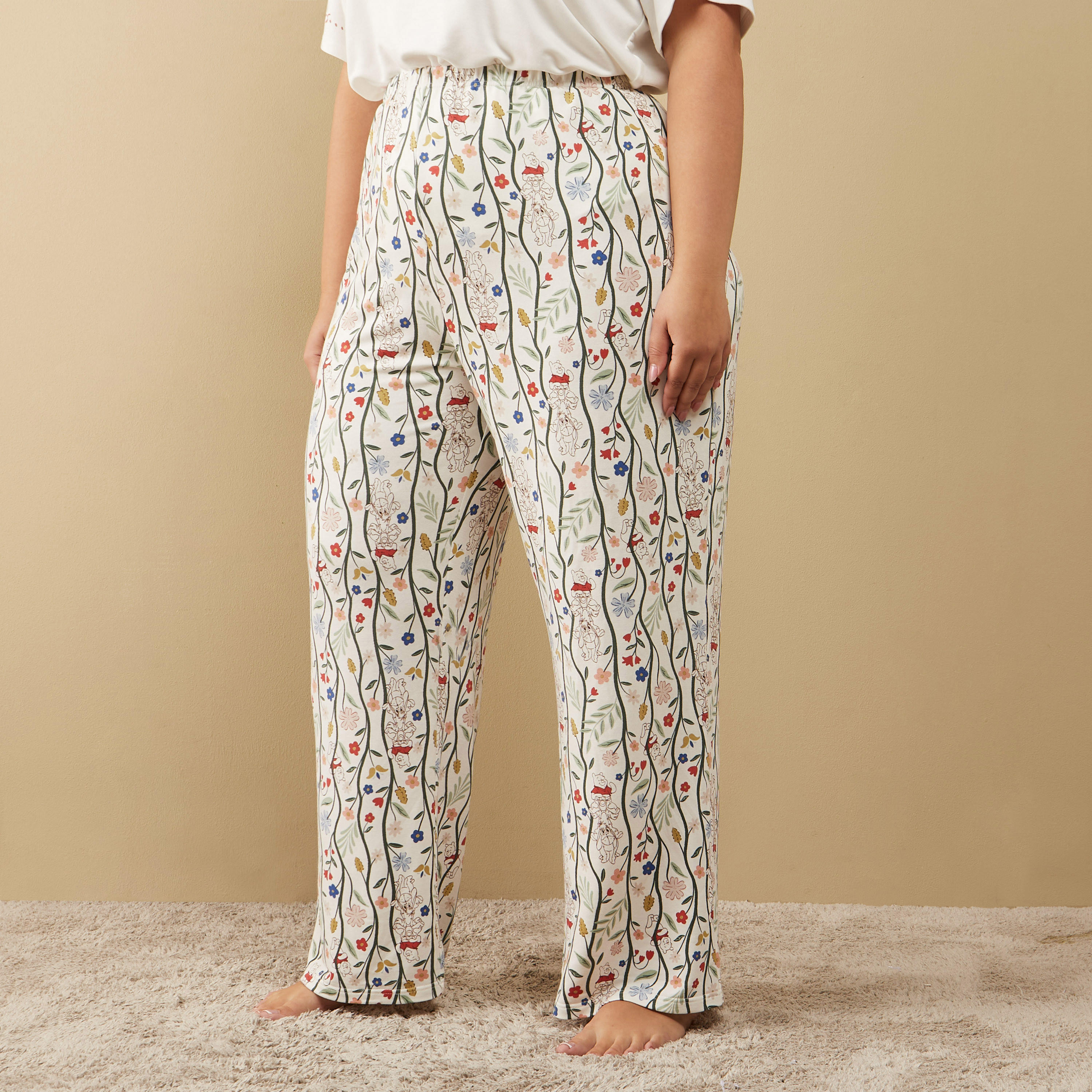 طقم بيجاما وتيشيرت بأكمام قصيرة وطبعات ويني ذا بوه-women-clothing-nightwear-pyjamas-longsets-image-3