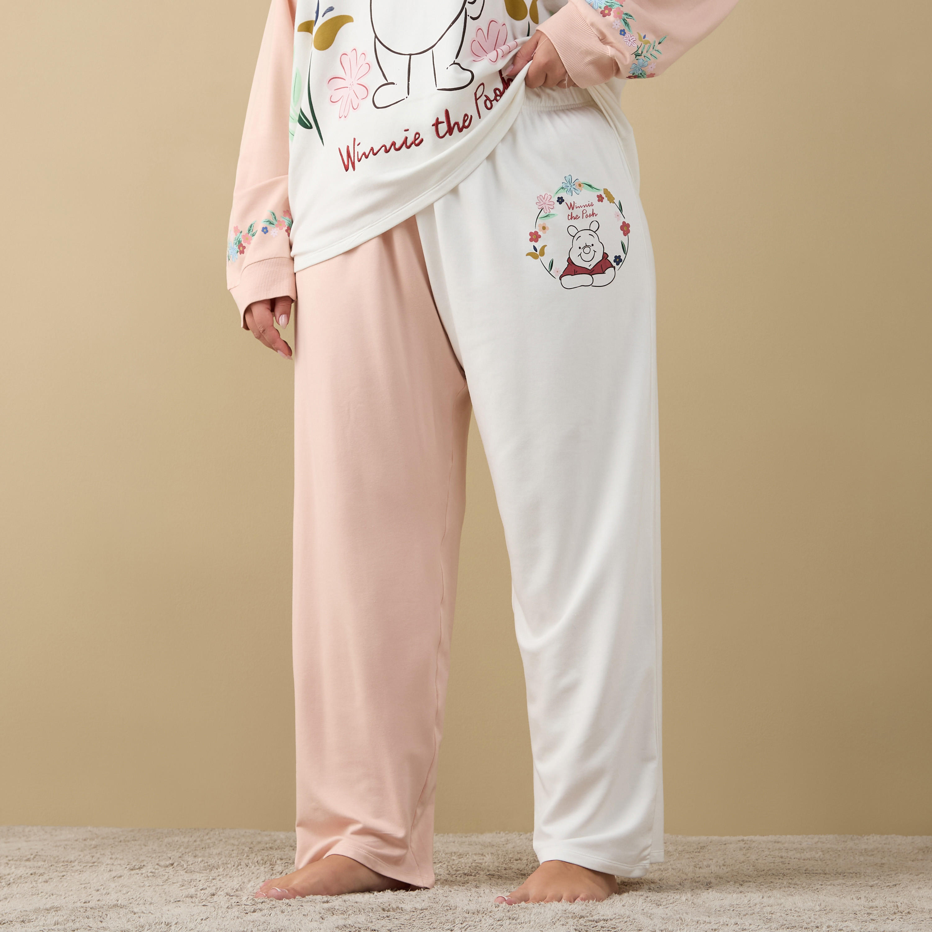 Winnie The Pooh Print T-shirt and Pyjama Set-women-clothing-nightwear-pyjamas-longsets-image-3