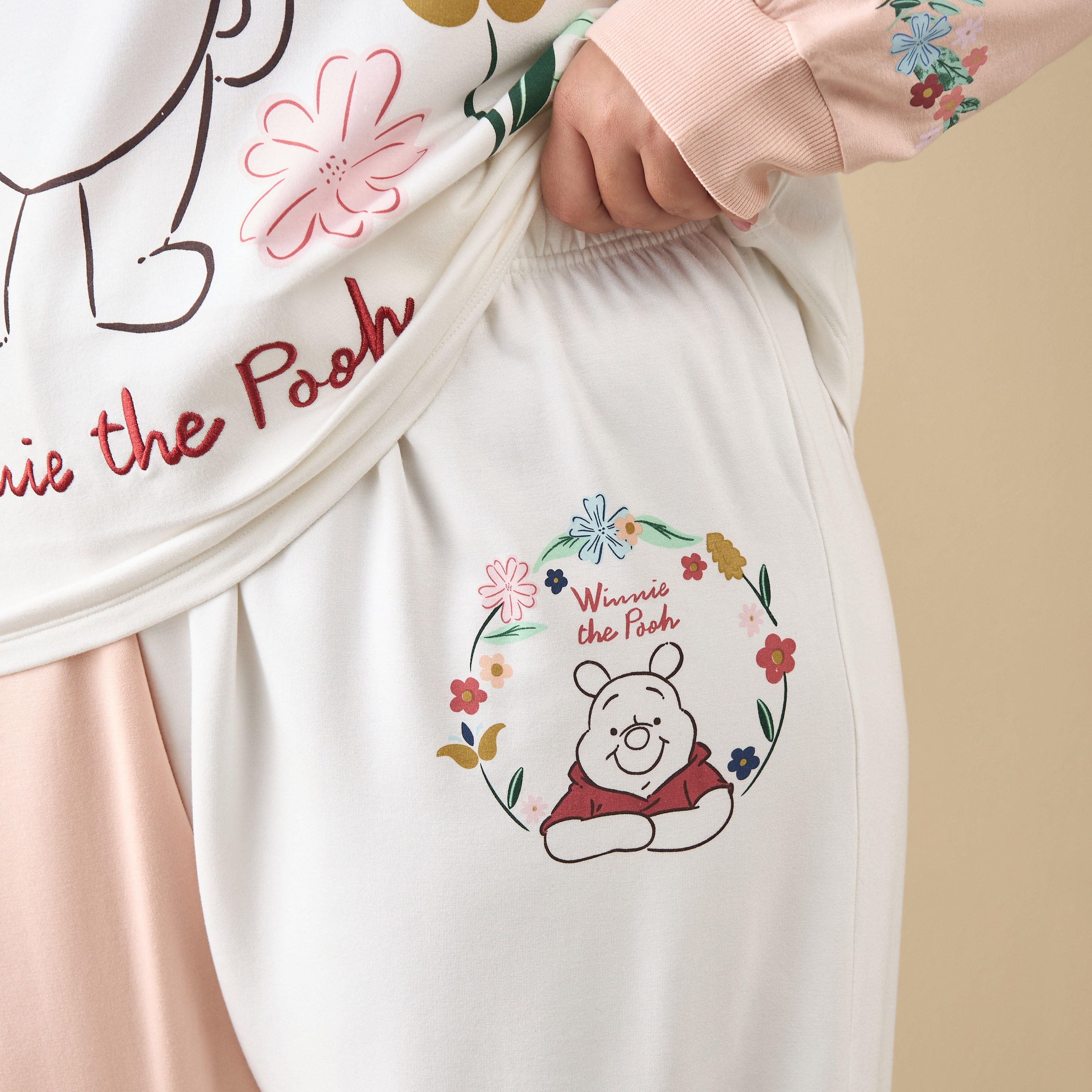 Winnie The Pooh Print T-shirt and Pyjama Set-women-clothing-nightwear-pyjamas-longsets-image-5
