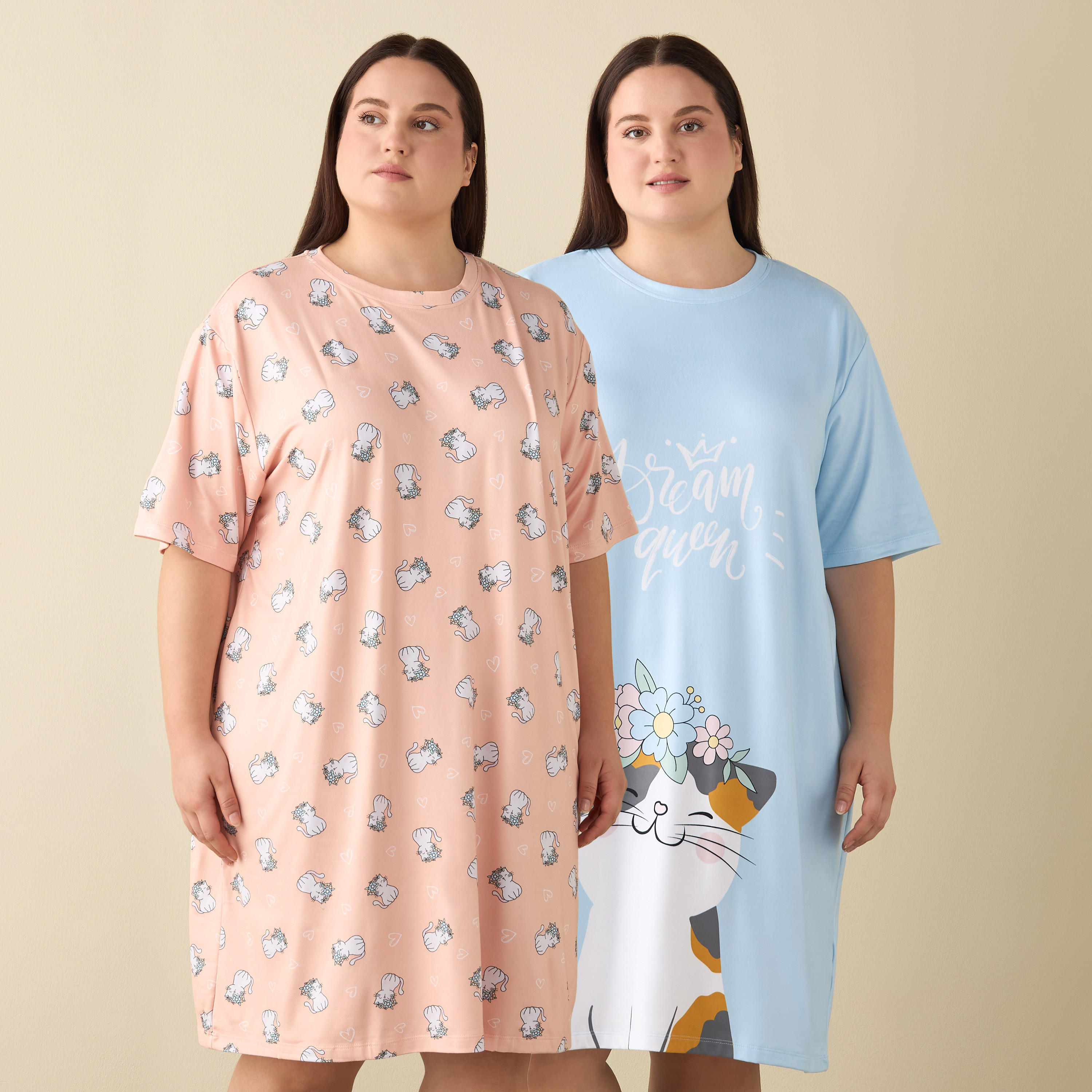 قميص نوم قطن بأكمام قصيرة وطبعات - طقم من 2-women-clothing-nightwear-nighties-image-6