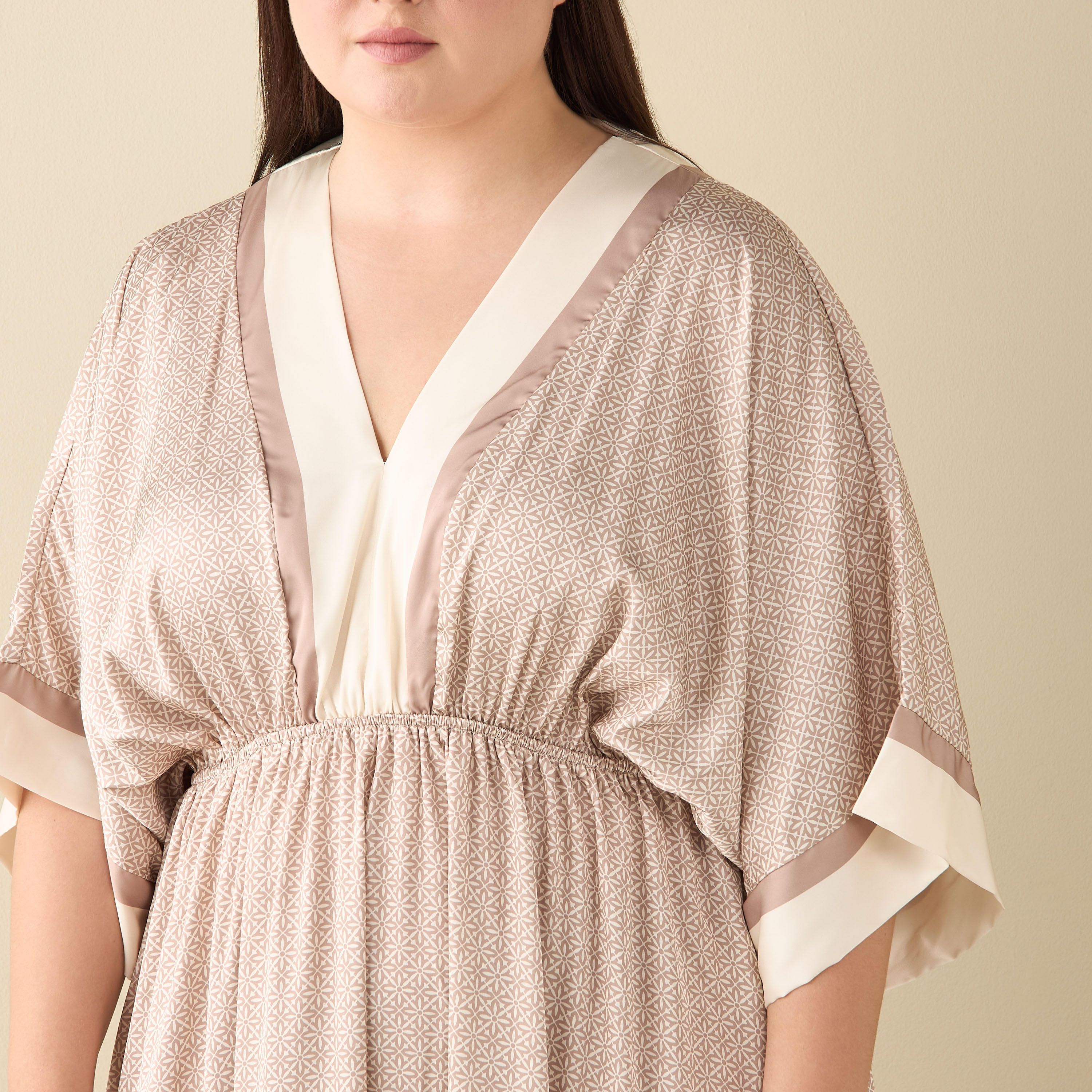 All-Over Print Satin Kaftan Night Gown with V-neck-women-clothing-nightwear-nighties-image-4