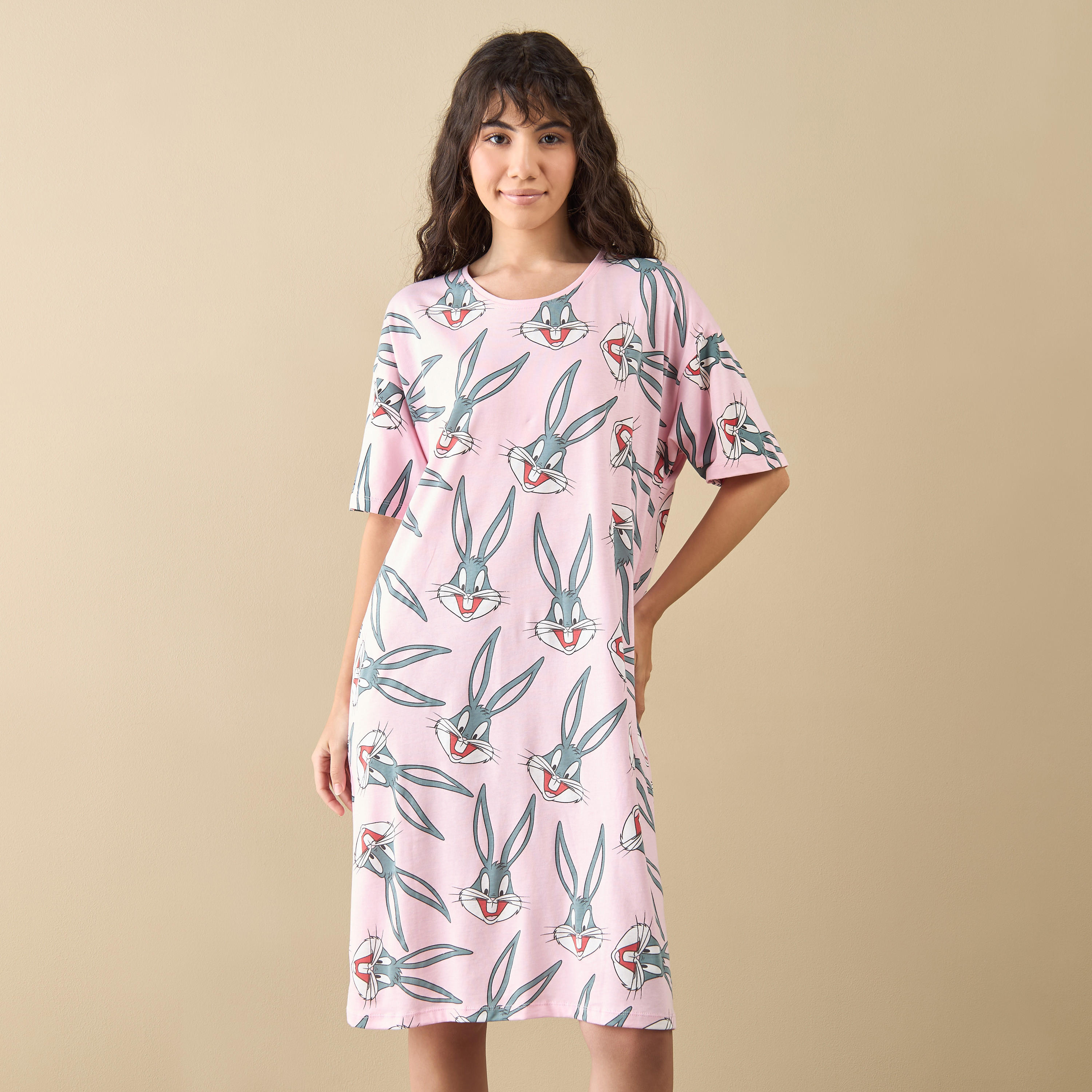 All-Over Bunny Print Sleepshirt-women-clothing-nightwear-nighties-image-1