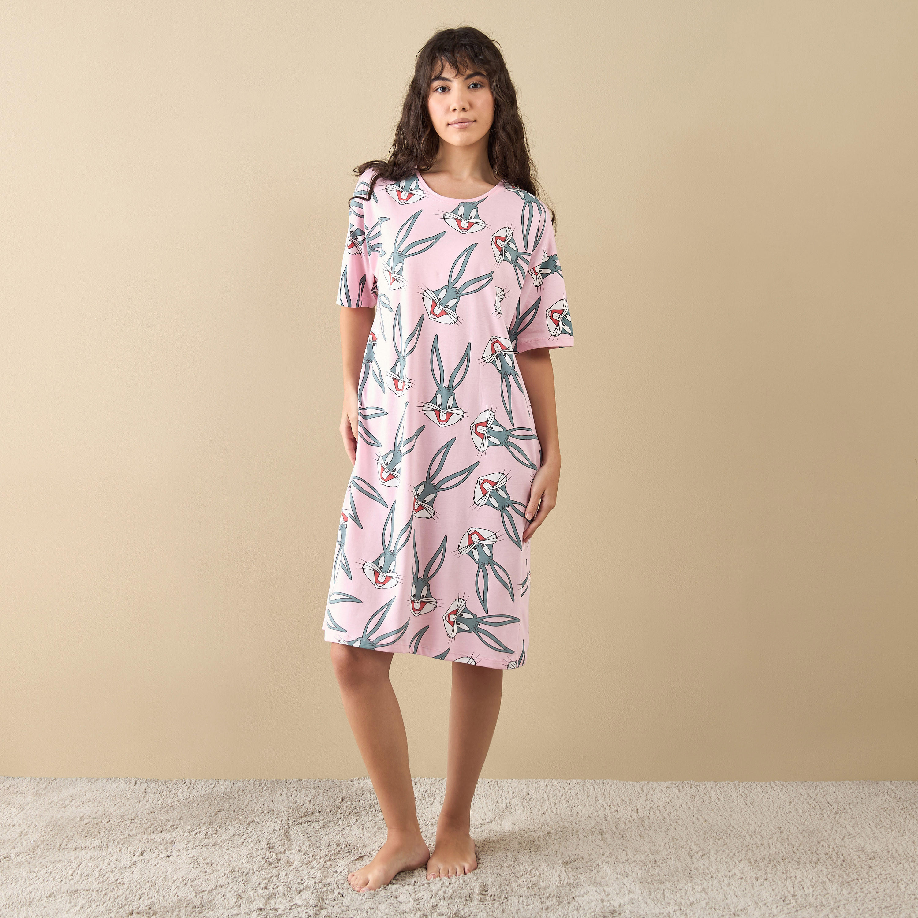 All-Over Bunny Print Sleepshirt-women-clothing-nightwear-nighties-image-2