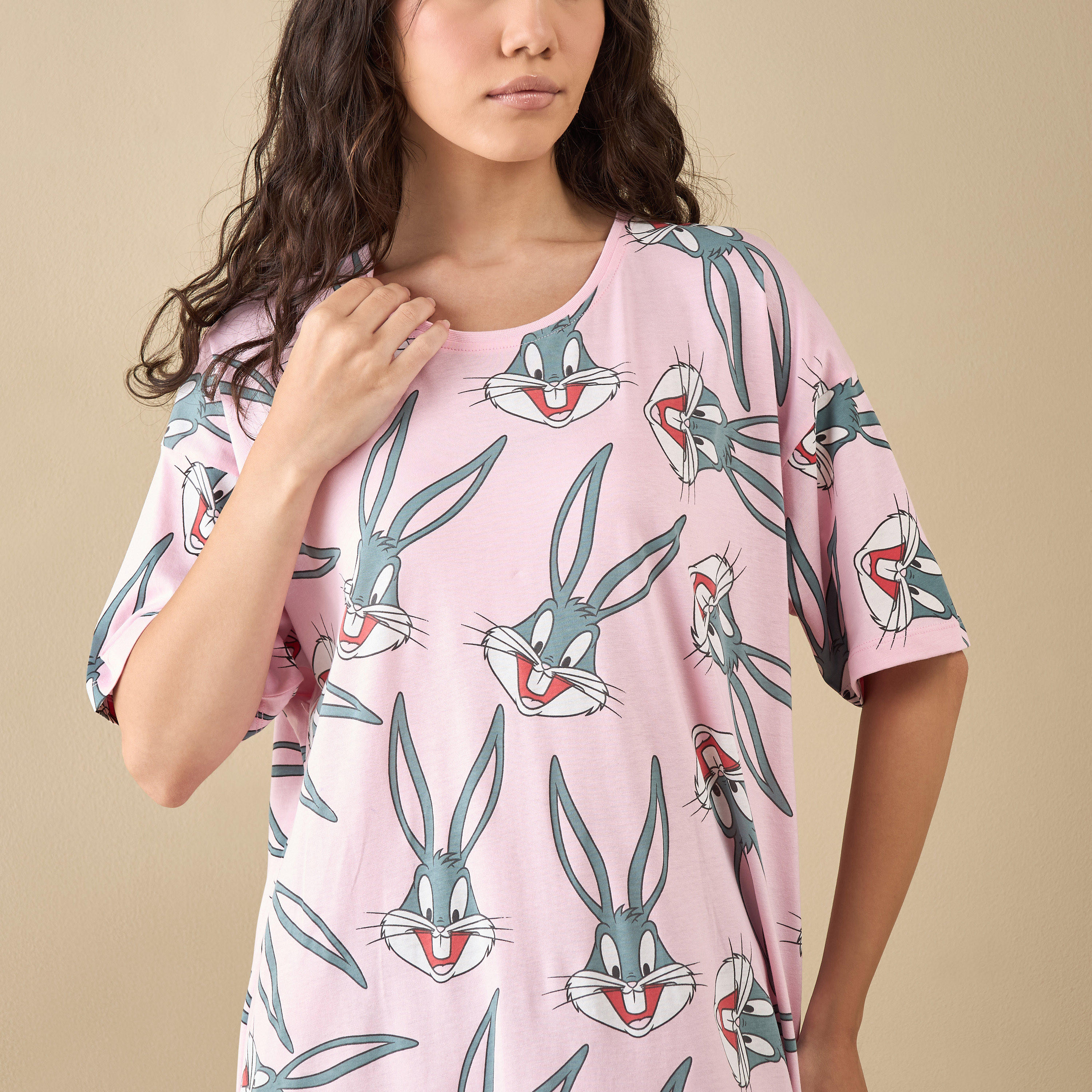 All-Over Bunny Print Sleepshirt-women-clothing-nightwear-nighties-image-4