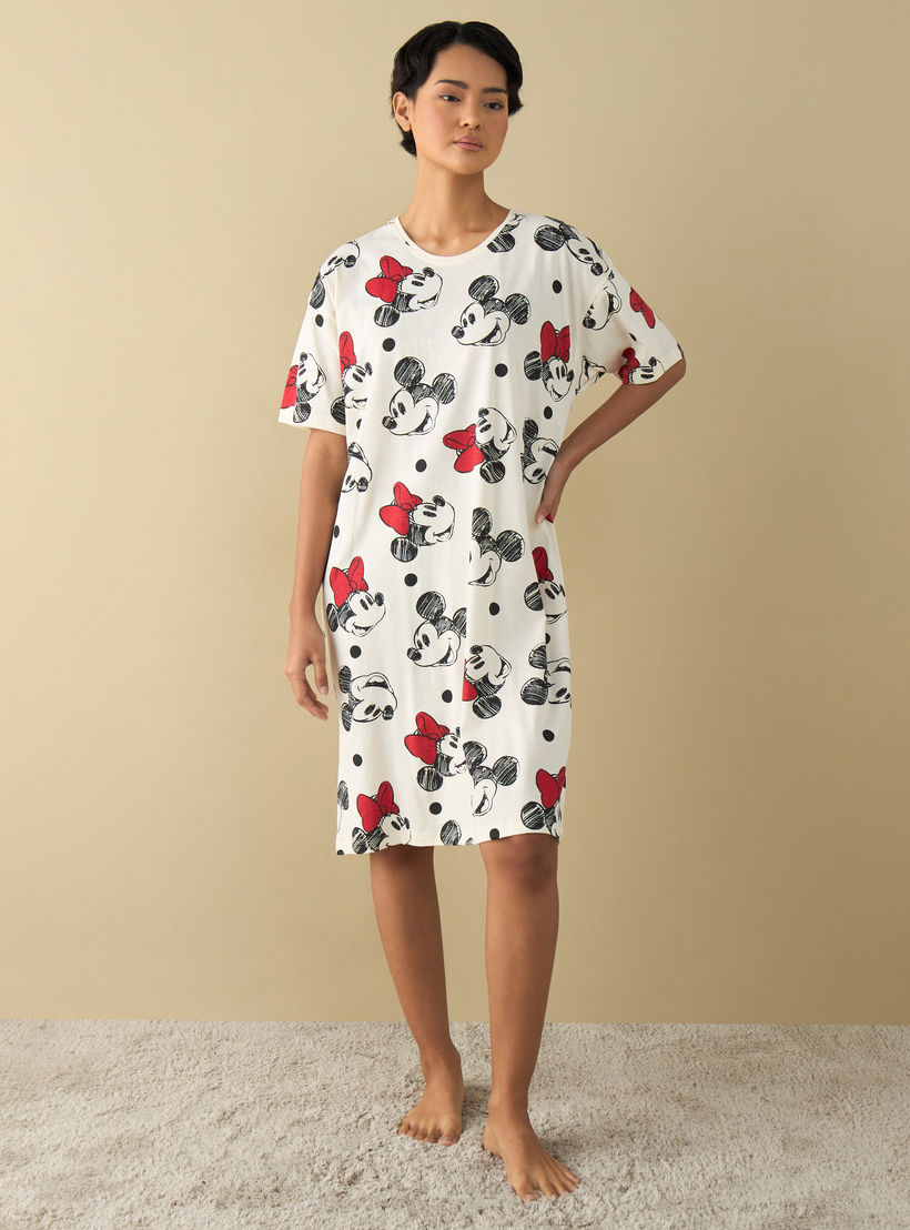 قميص نوم بأكمام قصيرة وطبعات ميكي وميني-women-clothing-nightwear-nighties-image-2