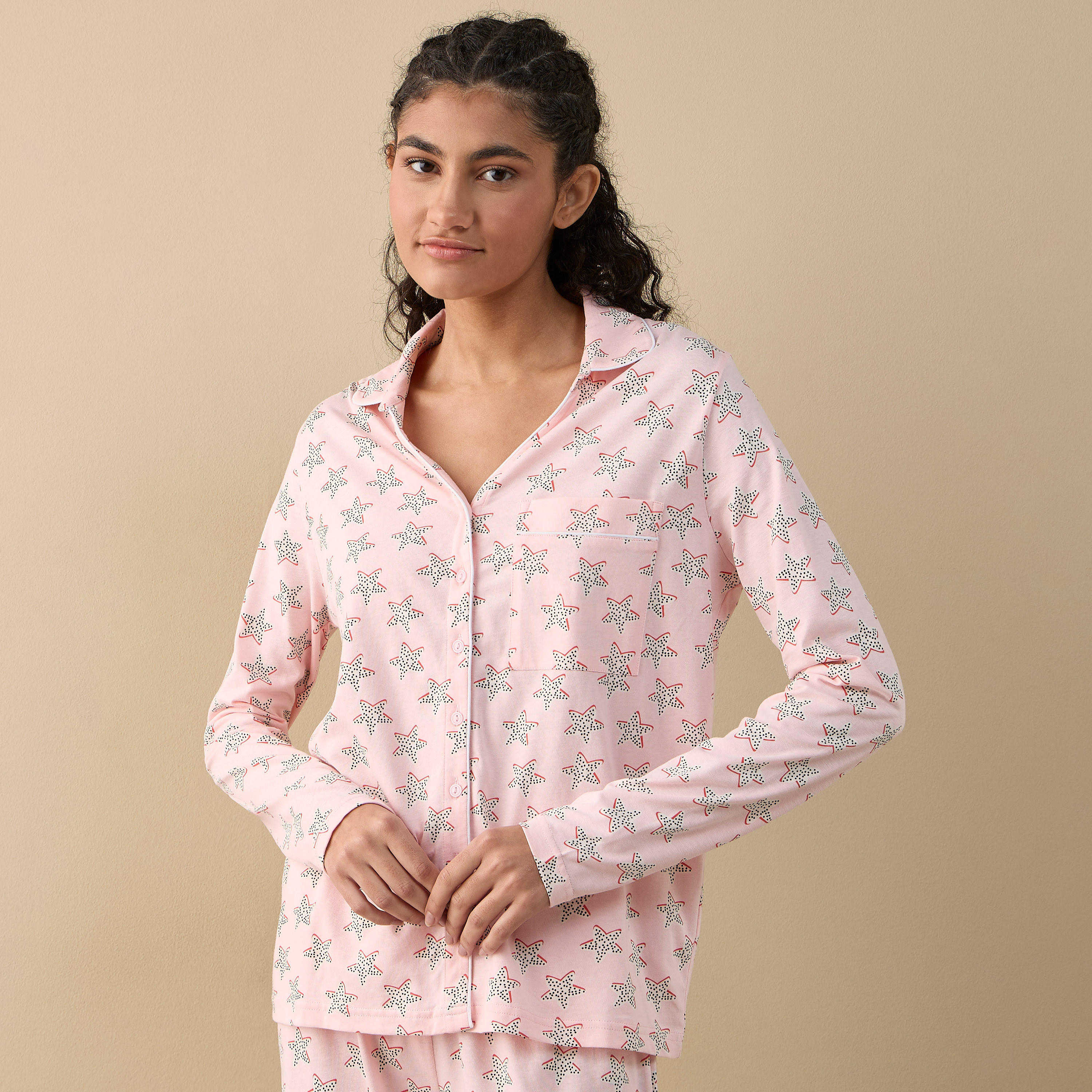 طقم قميص وبنطلون بيجاما بطبعات-women-clothing-nightwear-pyjamas-longsets-image-5