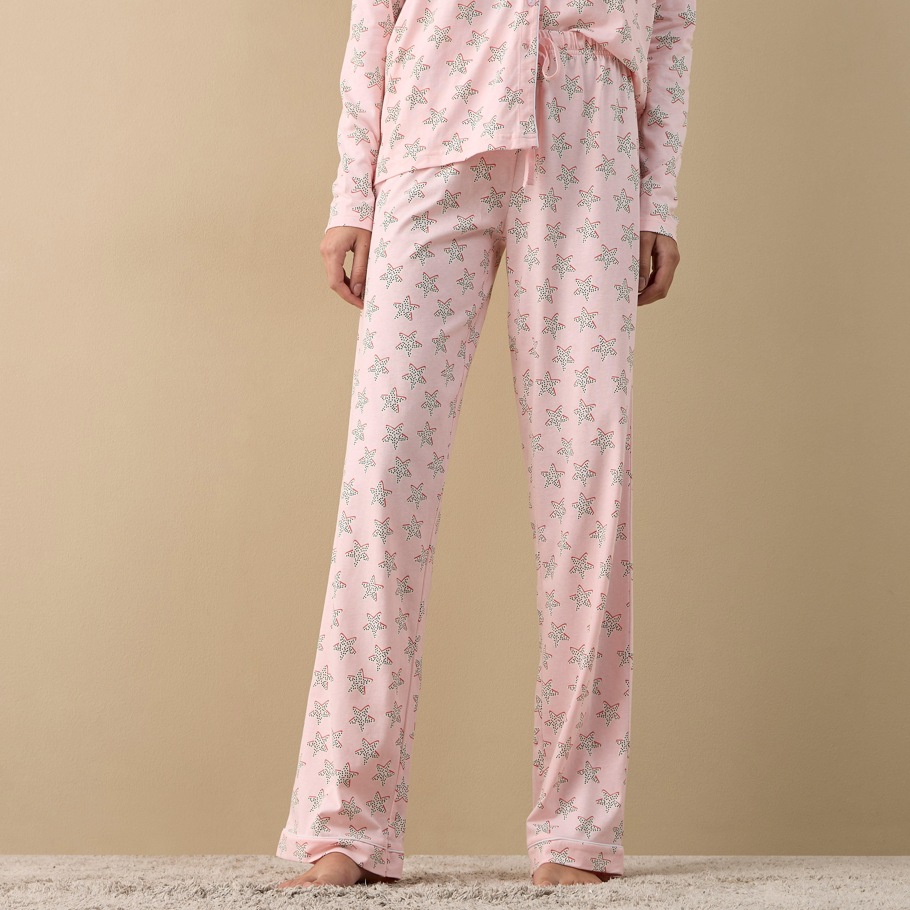 طقم قميص وبنطلون بيجاما بطبعات-women-clothing-nightwear-pyjamas-longsets-image-4