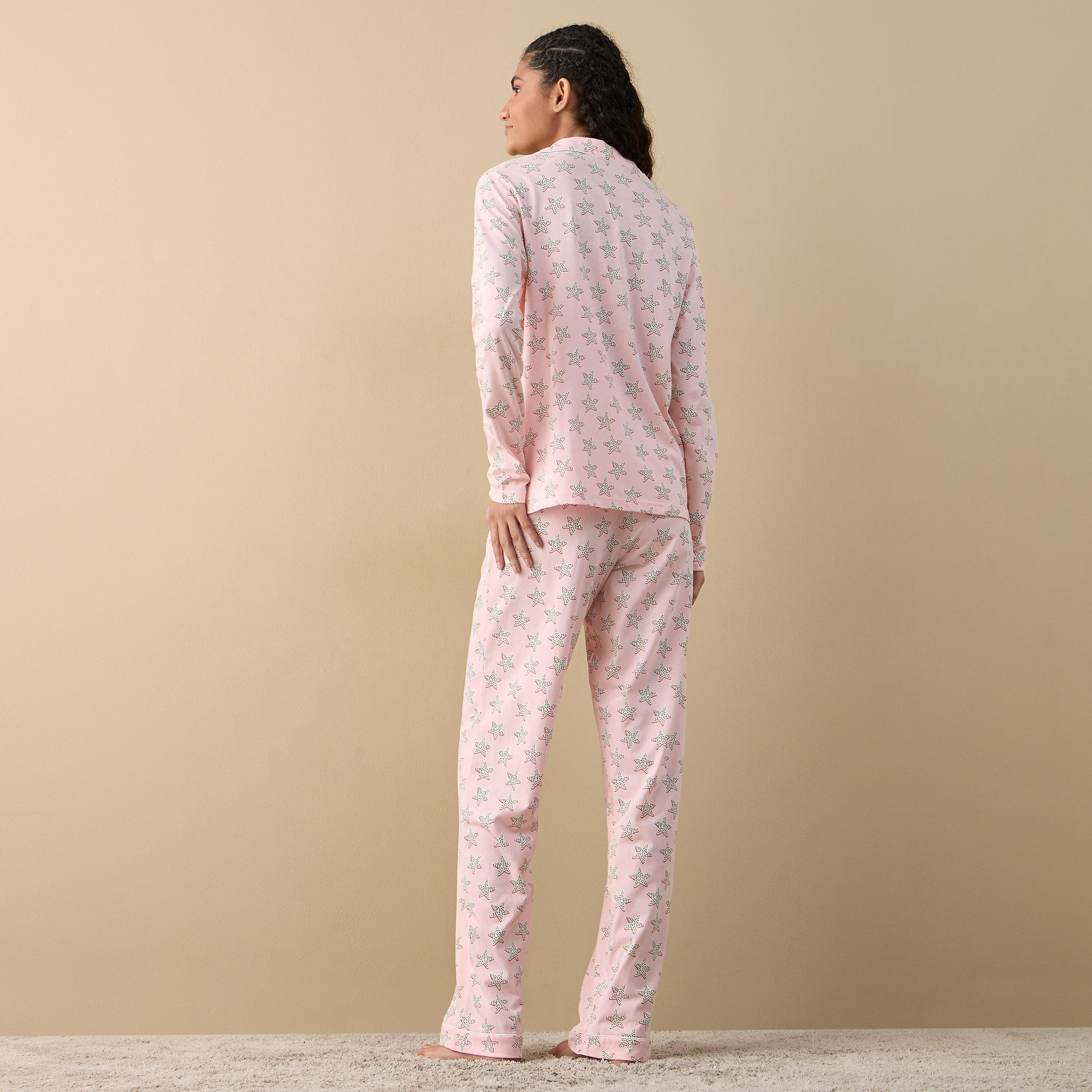 طقم قميص وبنطلون بيجاما بطبعات-women-clothing-nightwear-pyjamas-longsets-image-3