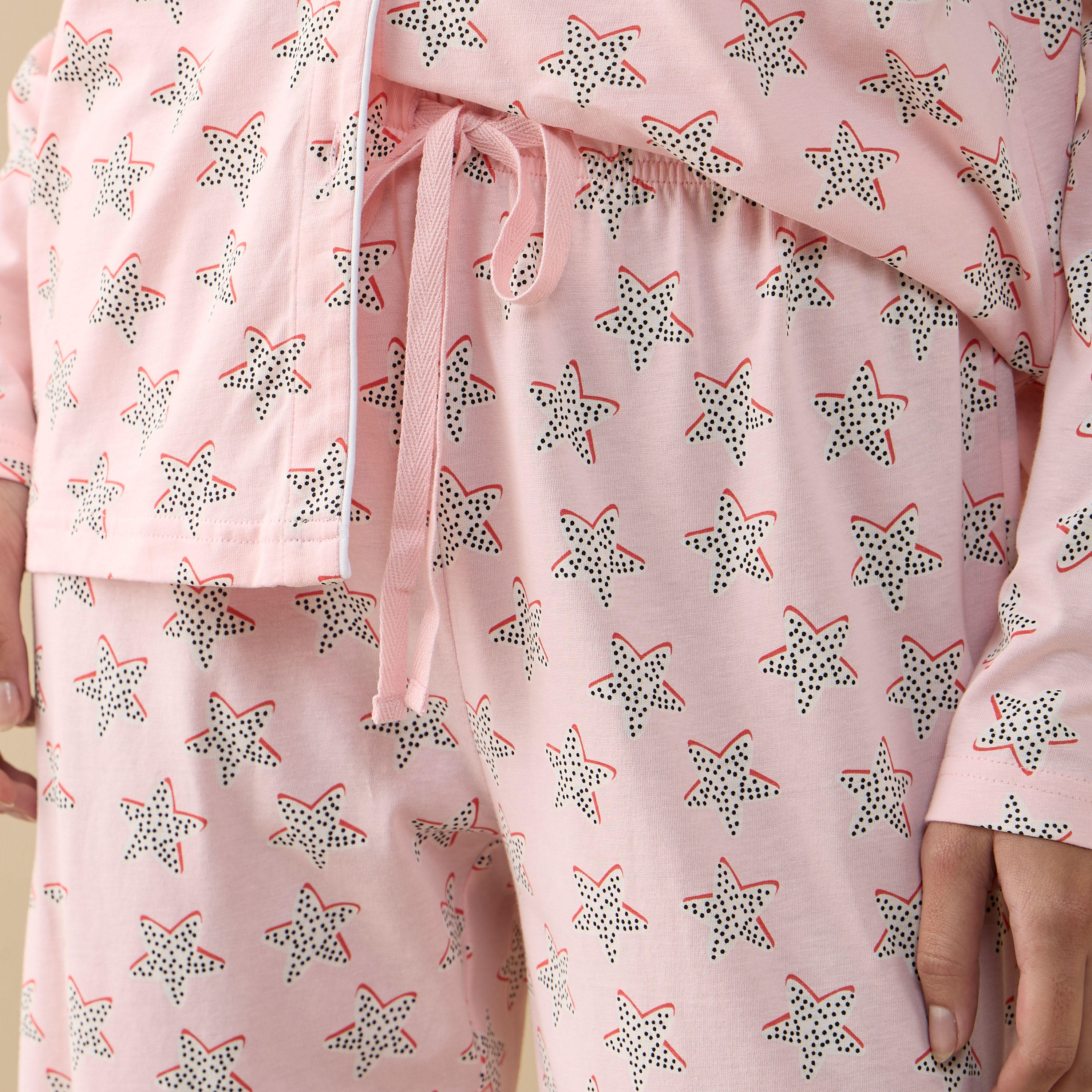 طقم قميص وبنطلون بيجاما بطبعات-women-clothing-nightwear-pyjamas-longsets-image-1