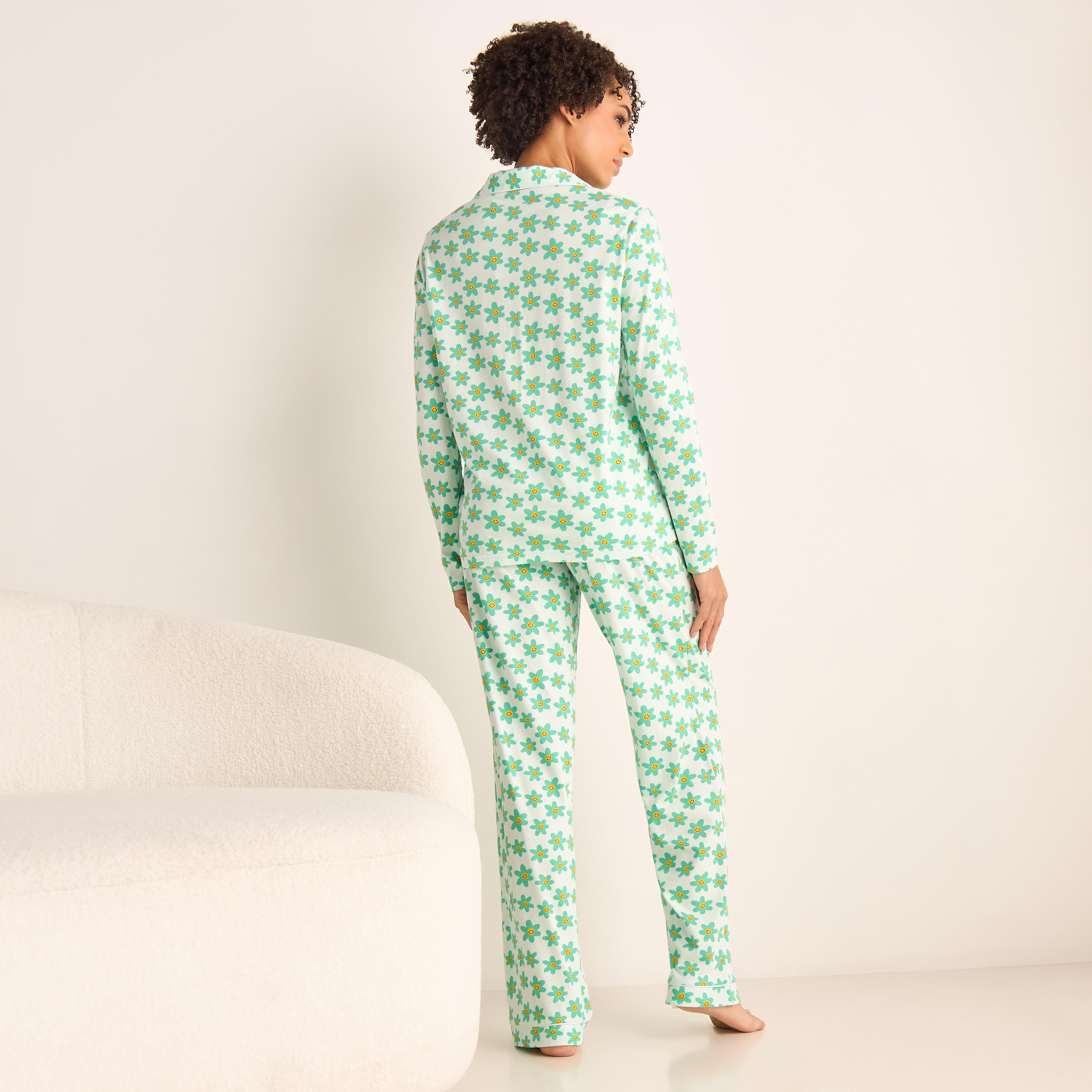 طقم بنطلون بيجاما وقميص بطبعات زهرية-women-clothing-nightwear-pyjamas-longsets-image-4