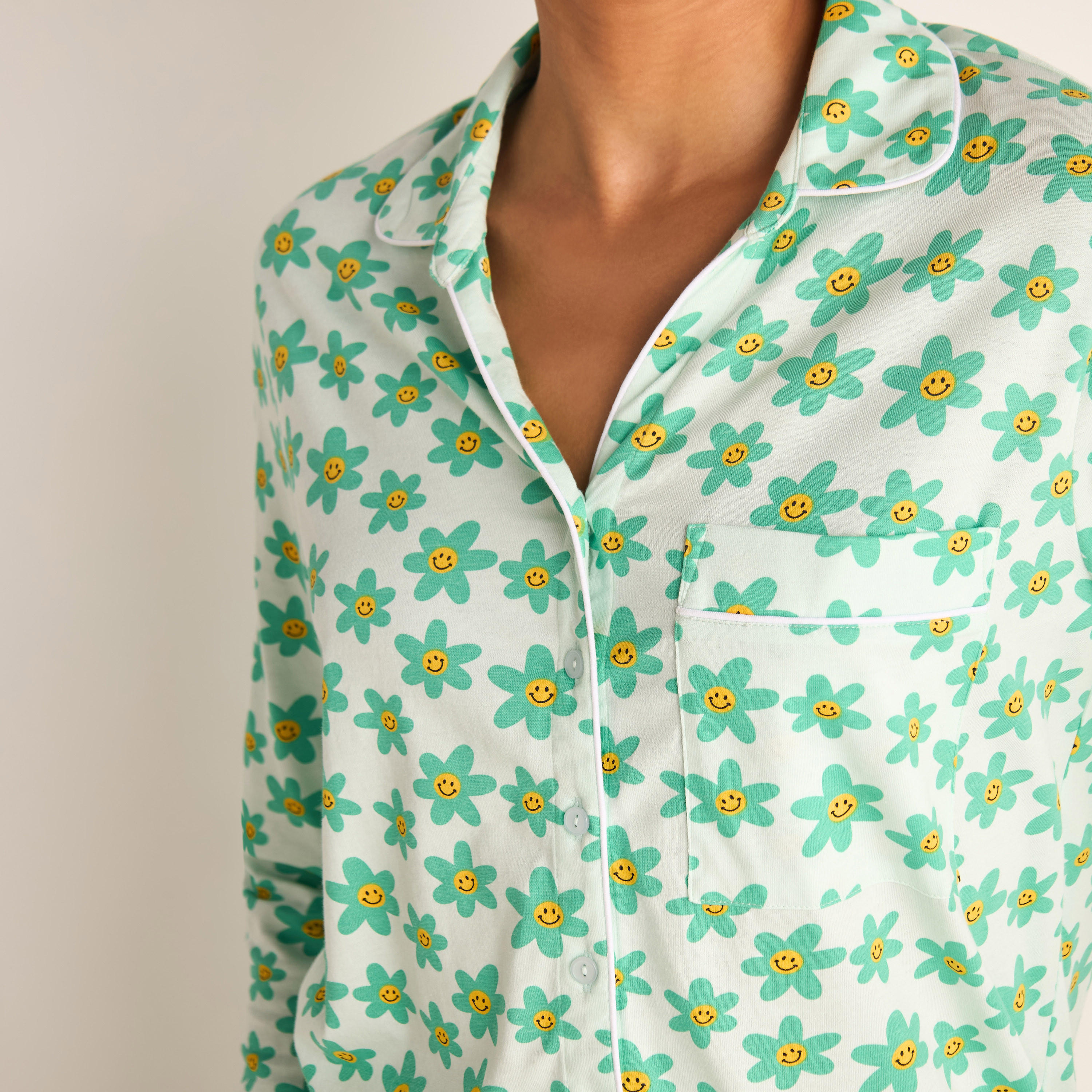 طقم بنطلون بيجاما وقميص بطبعات زهرية-women-clothing-nightwear-pyjamas-longsets-image-5
